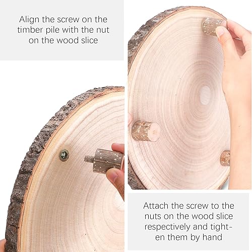 Miniatura 4 de Caydo Rebanada de madera de 11 a 13 pulgadas con patas para centros de mesa de boda, fiestas temáticas de bosque, reuniones familiares, baby