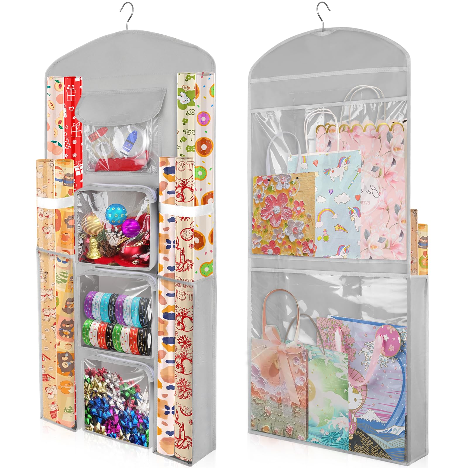 Woodoulogy Hanging Gift Wrapping Paper Storage