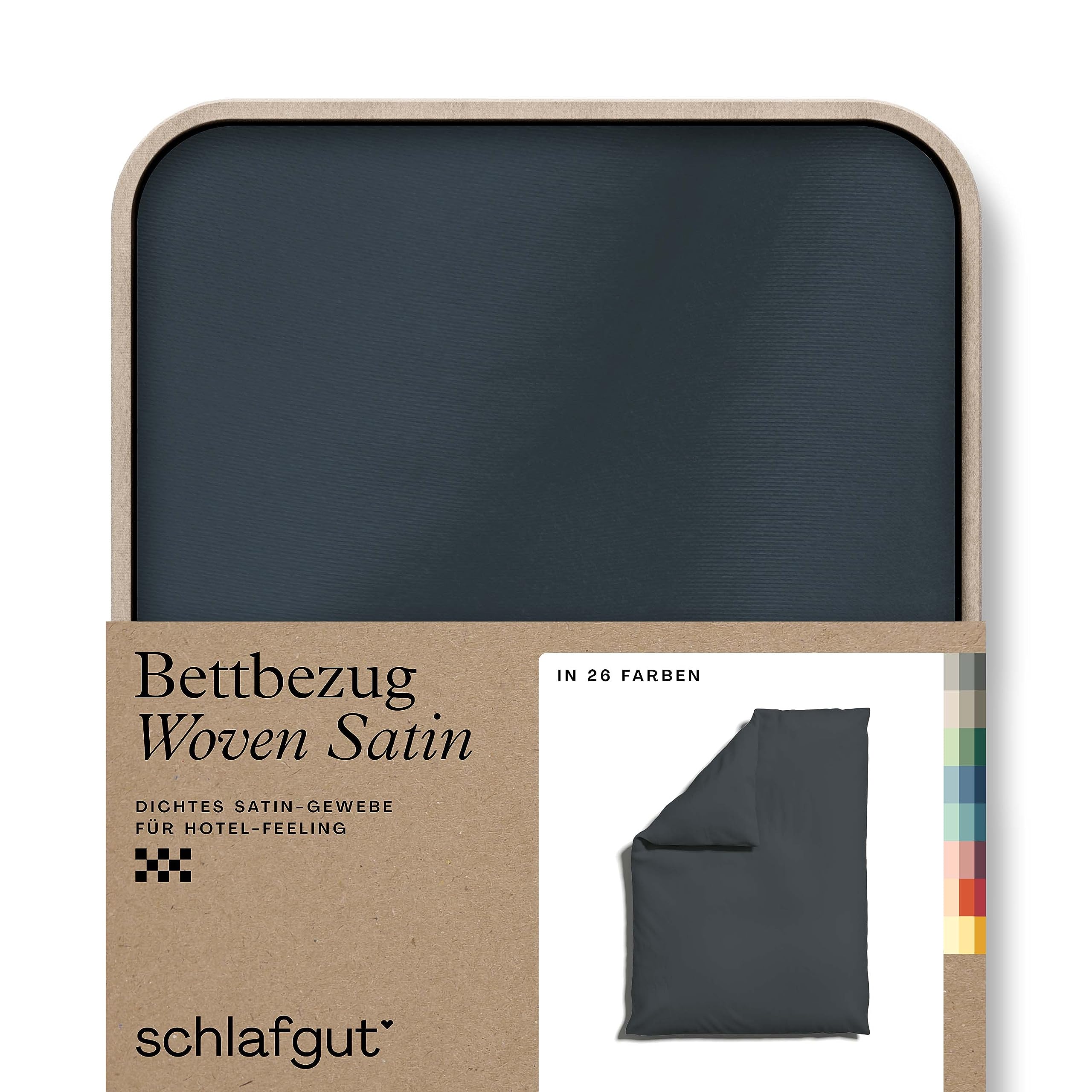schlafgut Woven Satin Bettwäsche 135x200cm Bettdecke Bezug einzeln, Grey Deep Uni in Hotelqualität mit 100% Baumwolle
