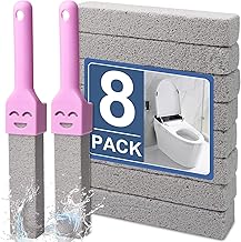 8PCS Pumice Stone for Toilet Bowl Cleaning – Hard Water Ring Remover & Stain Cleaner Tool – Natural Scouring Stick for Bathroom, Limescale, Rust, Calcium (1, pink+grey)