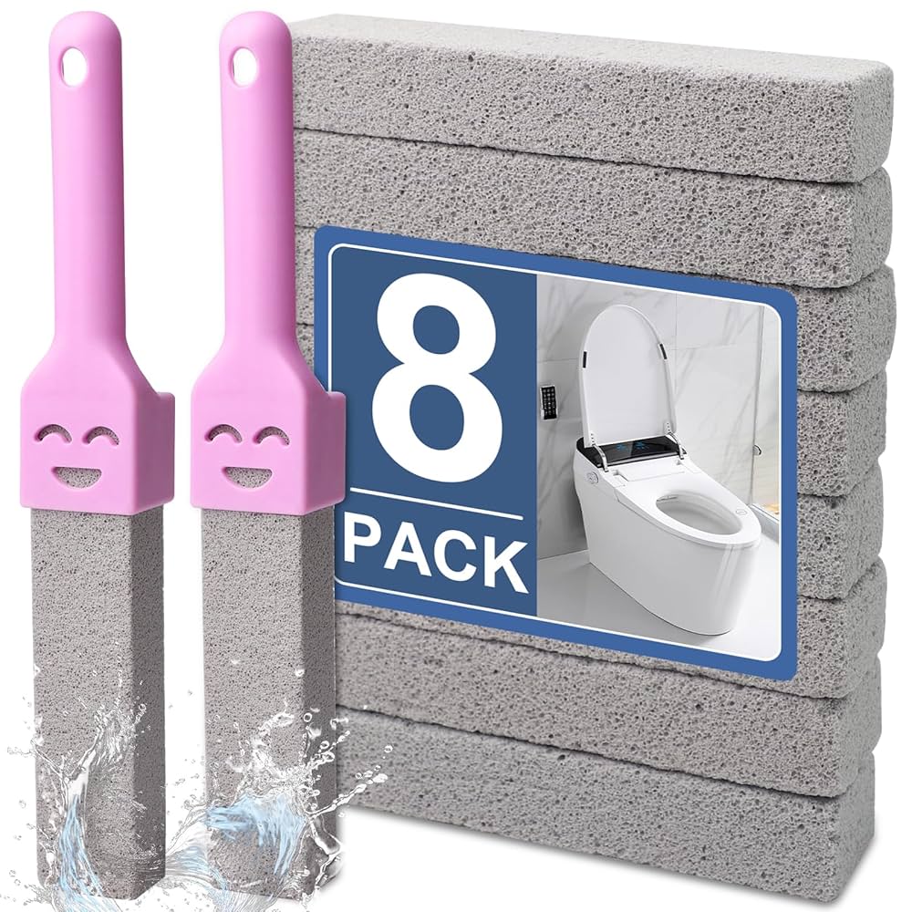 8 Bimsstein Reinigungsblöcke - Scheuerschwämme Mit Griff Für Toilette & Badewanne
