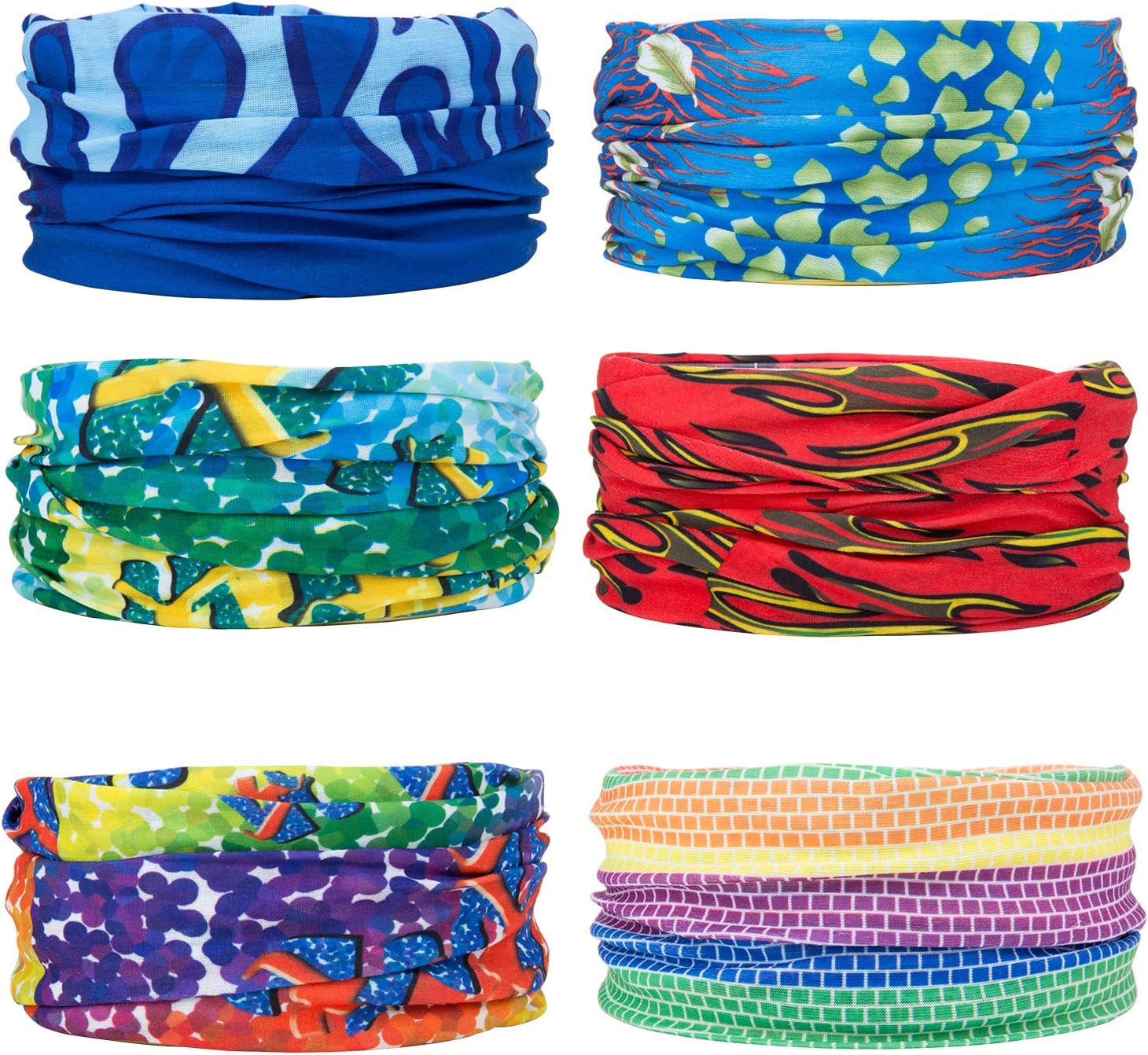 ZEWOO Headwear Bandanas, Outdoor Seamless Multi-purpose Magic Scarf Elastic Neckwarmer Headband Gaiter Balaclava for Riding, Motorcycling, Hiking, Fishing, Yoga and Other Outdoor Activities (Set 3)