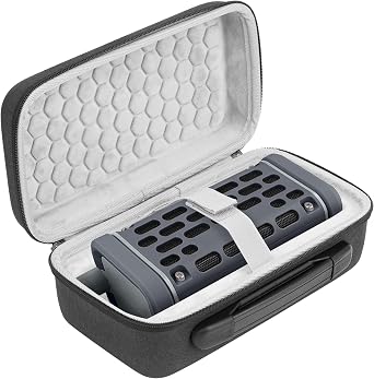 Geekria Shield Speaker Case Compatible with Turtlebox Ranger, Replacement Hard Shell Portable Speaker Protective Carrying Bag with Elastic Hook and Loop Strap & Handle Dark Grey