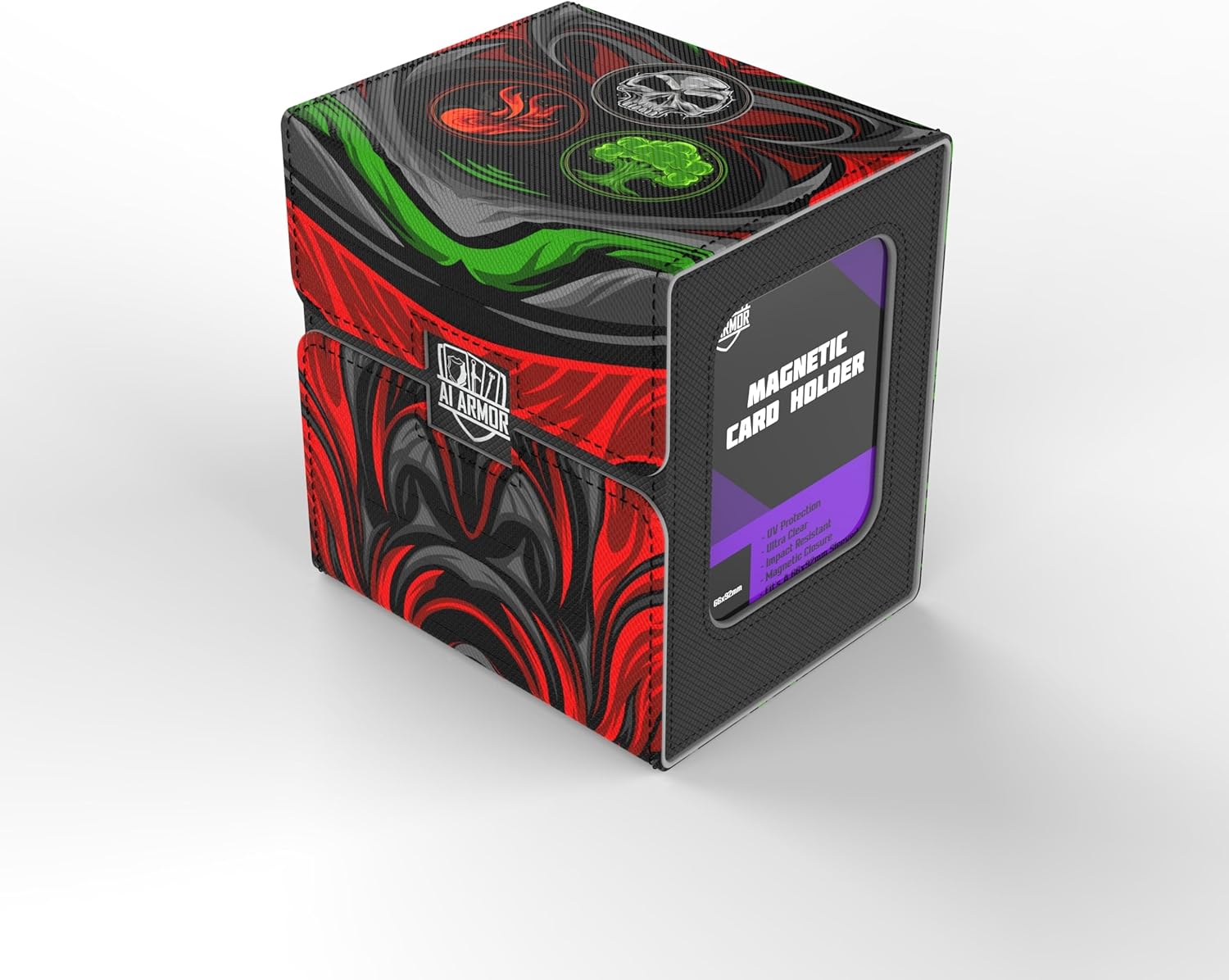 Ai Armor MTG Commander 100+ Card Custom Art Deck Box With Storage (Black/Red/Green)