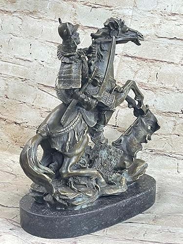 Miniatura 4 de EUROPEAN BRONZE Figura japonesa del guerrero ninja samurái de bronce en la guerra del caballo estatua decoración