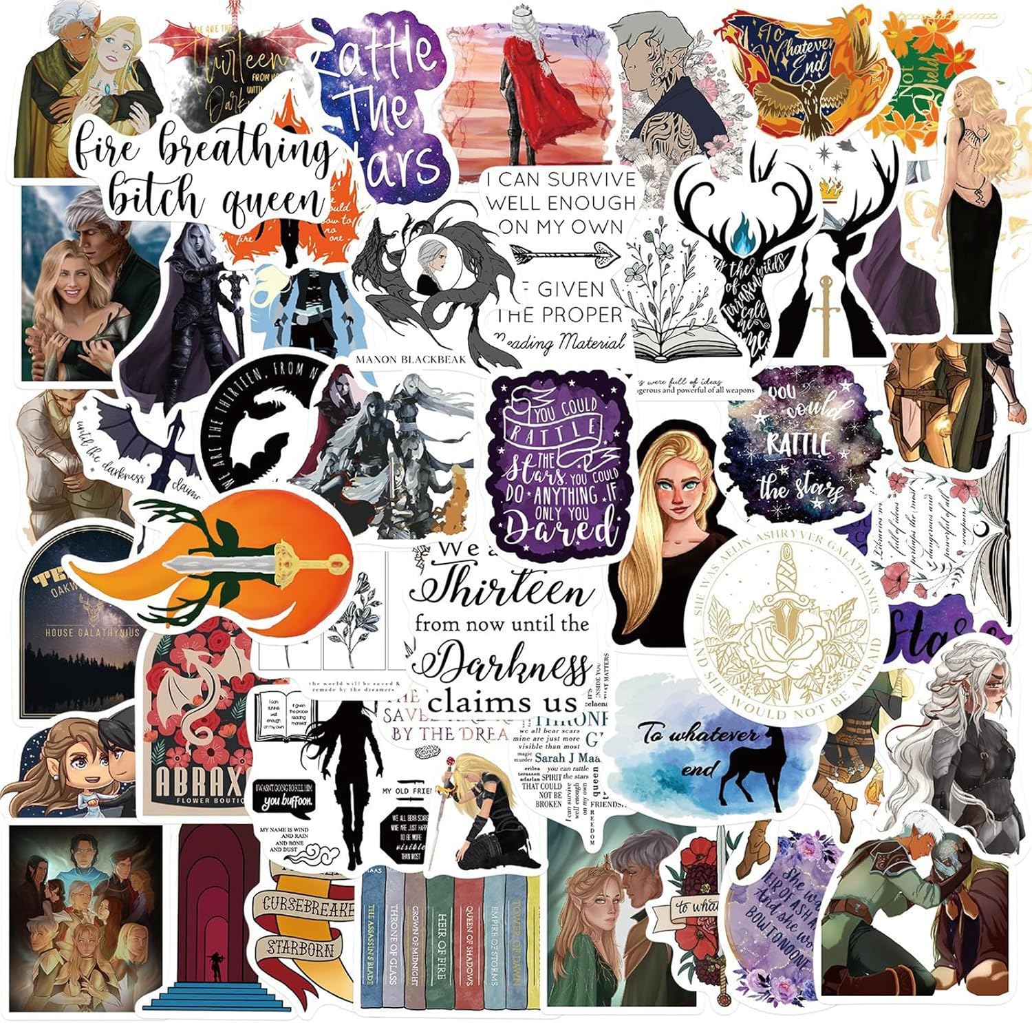 Throne of Glass Aesthetics Novel Stickers Pack,Book Stickers 50pcs Gift Decoration Vinyl Waterproof Stickers for Water Bottle,Skateboard,Journaling,Car Decals Gifts for Kids Teens Adult - Image 2