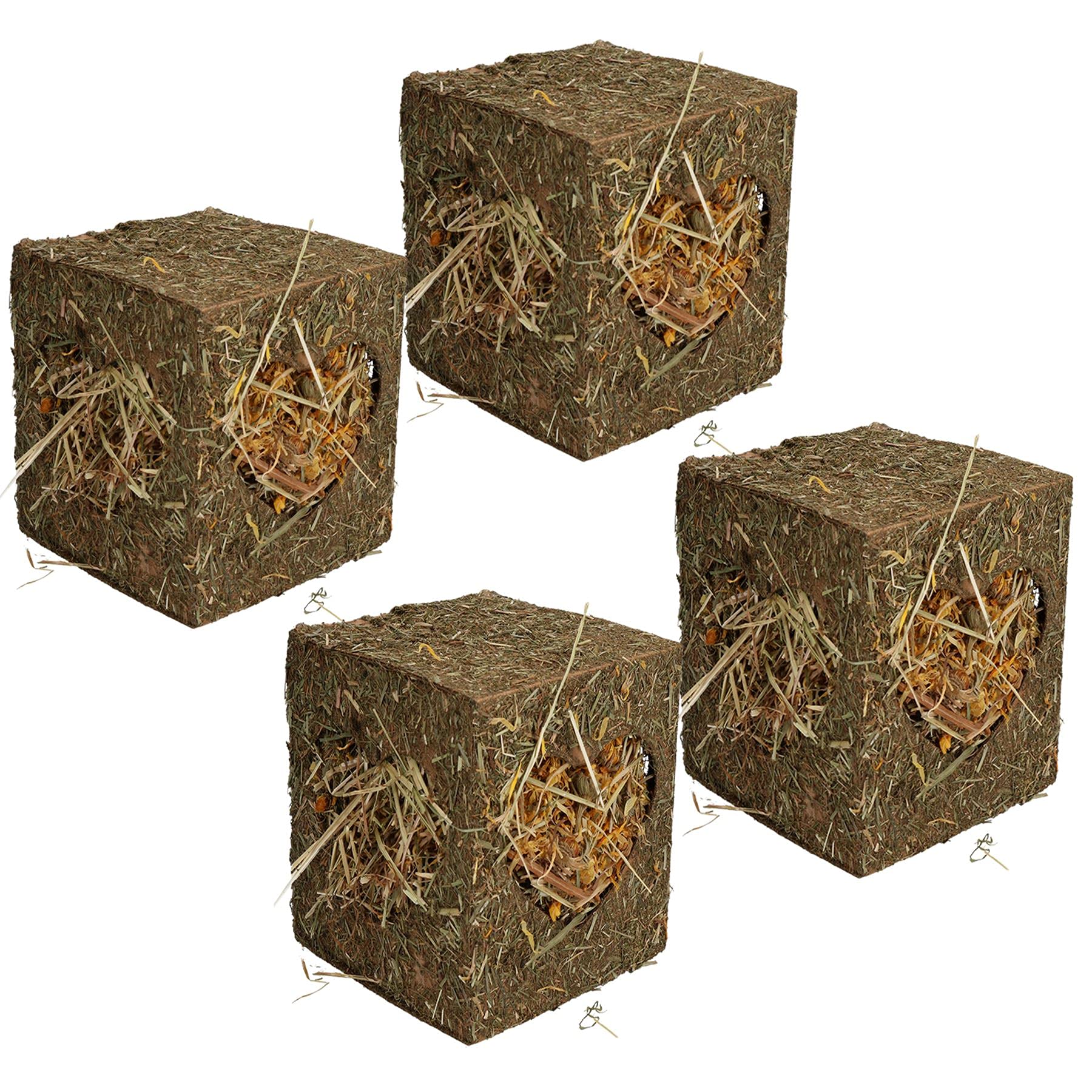 Heuwürfel für Kleintiere, Meerschweinchen, Kaninchen, Langeweile, mittelgroß, 4 Stück