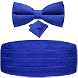 Mens Cummerbund and Bow Tie Set Paisley Floral Pretied Bowties for Men Pocket Square Cufflinks Wedding Business