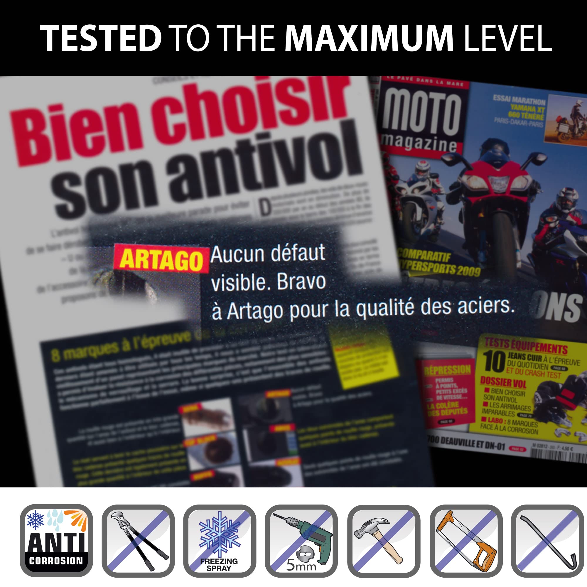 Artago 69T4 Pack Antivol Disque Haute Sécurité + Support pour Honda CRF 1000L Africa Twin, Homologué SRA, Sold Secure Gold, ART4