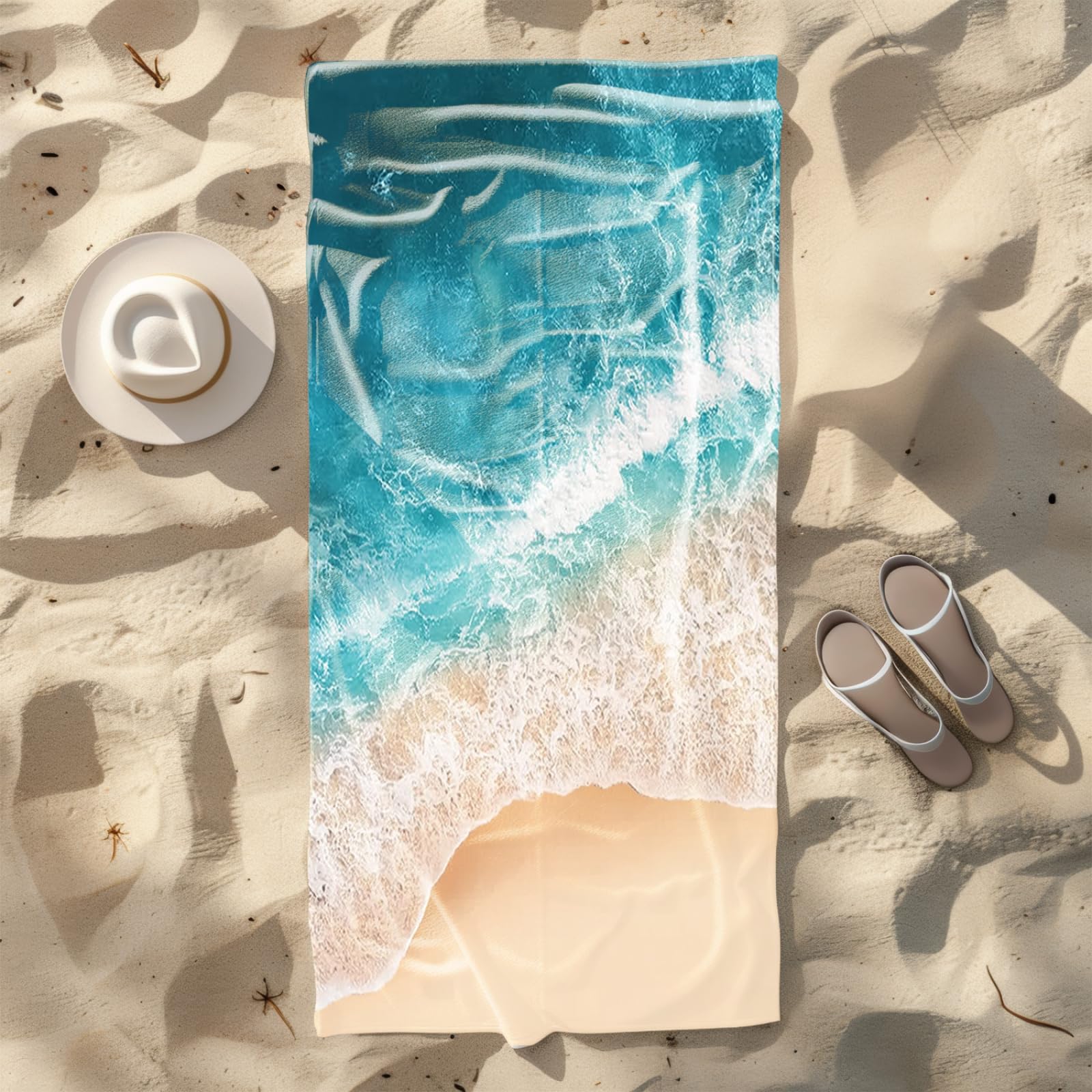 Genérico Toalla Playa Grande Playa del Mar Azul Microfibra Secado Rápido Oversize Toalla Sin Arena Súper Ligera Piscina Camping Picnic Yoga Gimnasio Y Deportes Viaje