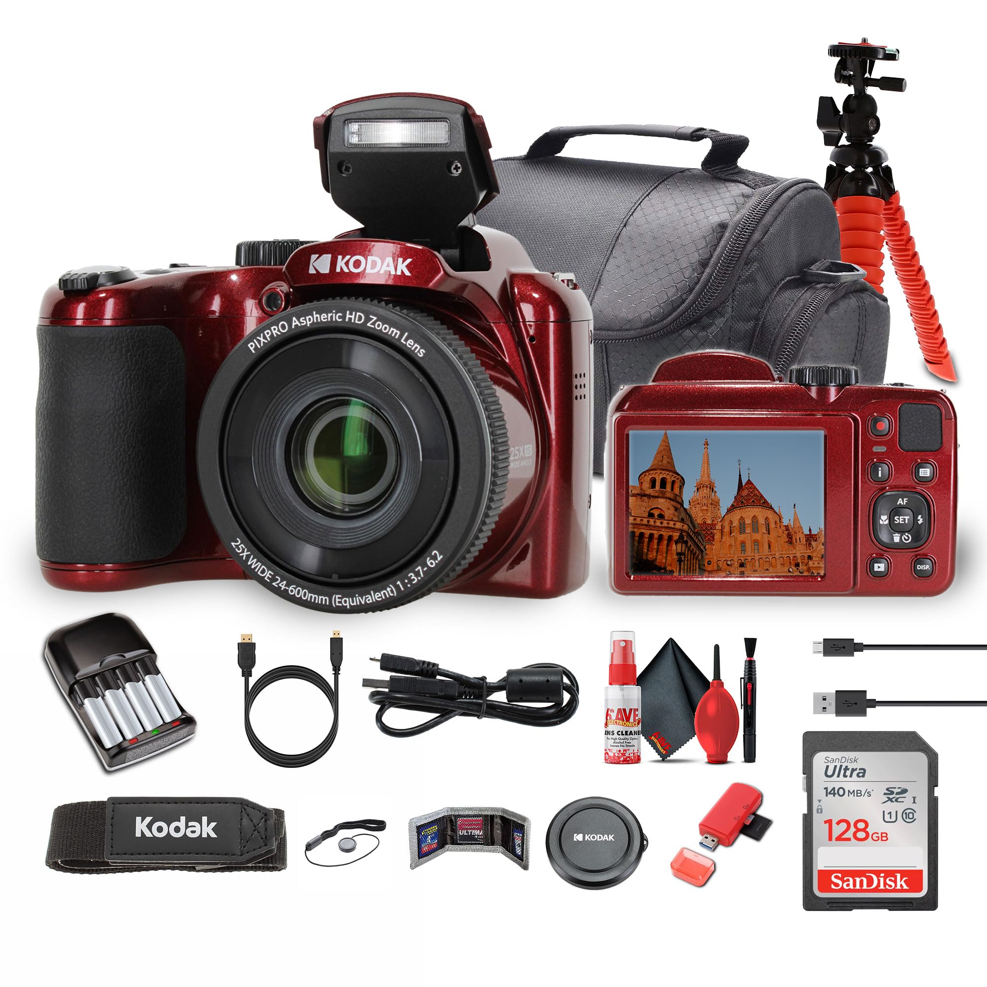 Amazon.com : Kodak Pixpro AZ255 Digital Camera in Red (AZ255RD