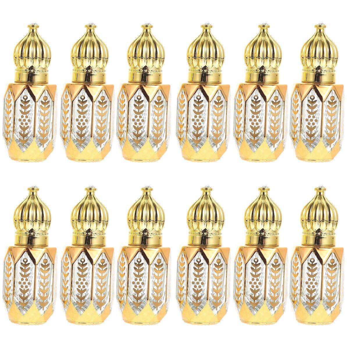GLEAVI12 pcs Essential Ml Mini Fragrance Exquisite Tiny Er Perfume Refillable Plastic Oil DIY Sub-ing Perfumes Balms On Golden Dispensing Gold Arabic Small for Container