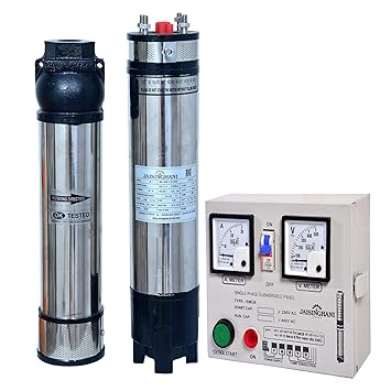 Jaisinghani Submersible Water Pump 0.75HP Motor for Home Use V-4 12 Stage 240 Feet Total Head with Control Panel