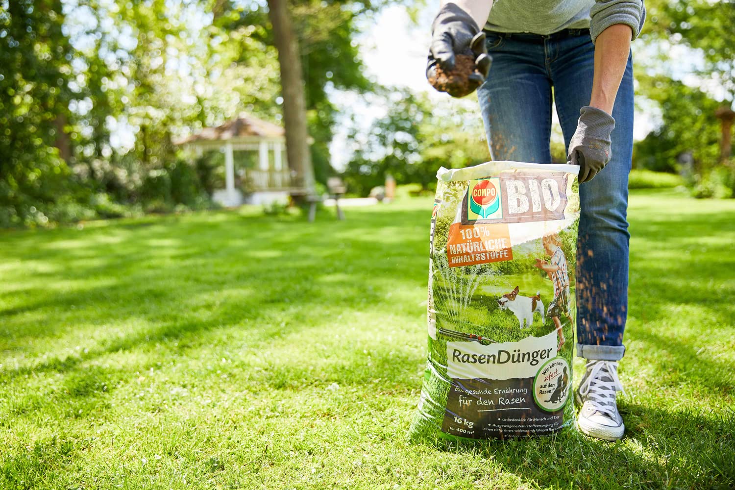 Compo BIO Rasendnger, Fr junge Rasenpflanzen, Rasenneuanlage und  Rollrasen, Feingranulat, 16 kg, 400 m : Amazon.de: Garten