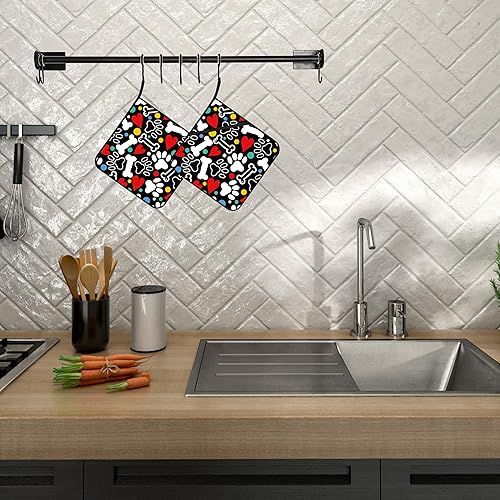 Miniatura 5 de Juego de 2 soportes para ollas con estampado de patas, resistentes al calor y antideslizantes, almohadillas calientes para horno de huesos y