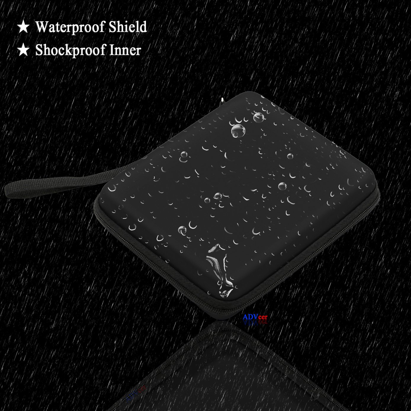 2DS Case, EVA Waterproof Hard Shield Protective Carrying Case with Hand Wrist Strap and Double Zipper Compatible with Nintendo 2DS (Black) 3