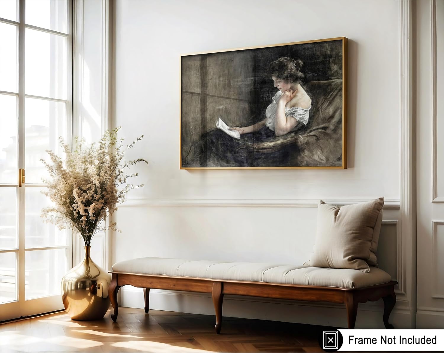 Poster Master Vintage Young Woman Reading Poster - Retro Woman Portrait Print - Minimal Art - Abstract Art - Gift for Men & Women - Great Decor for Bedroom or Living Room - 8x10 UNFRAMED Wall Art