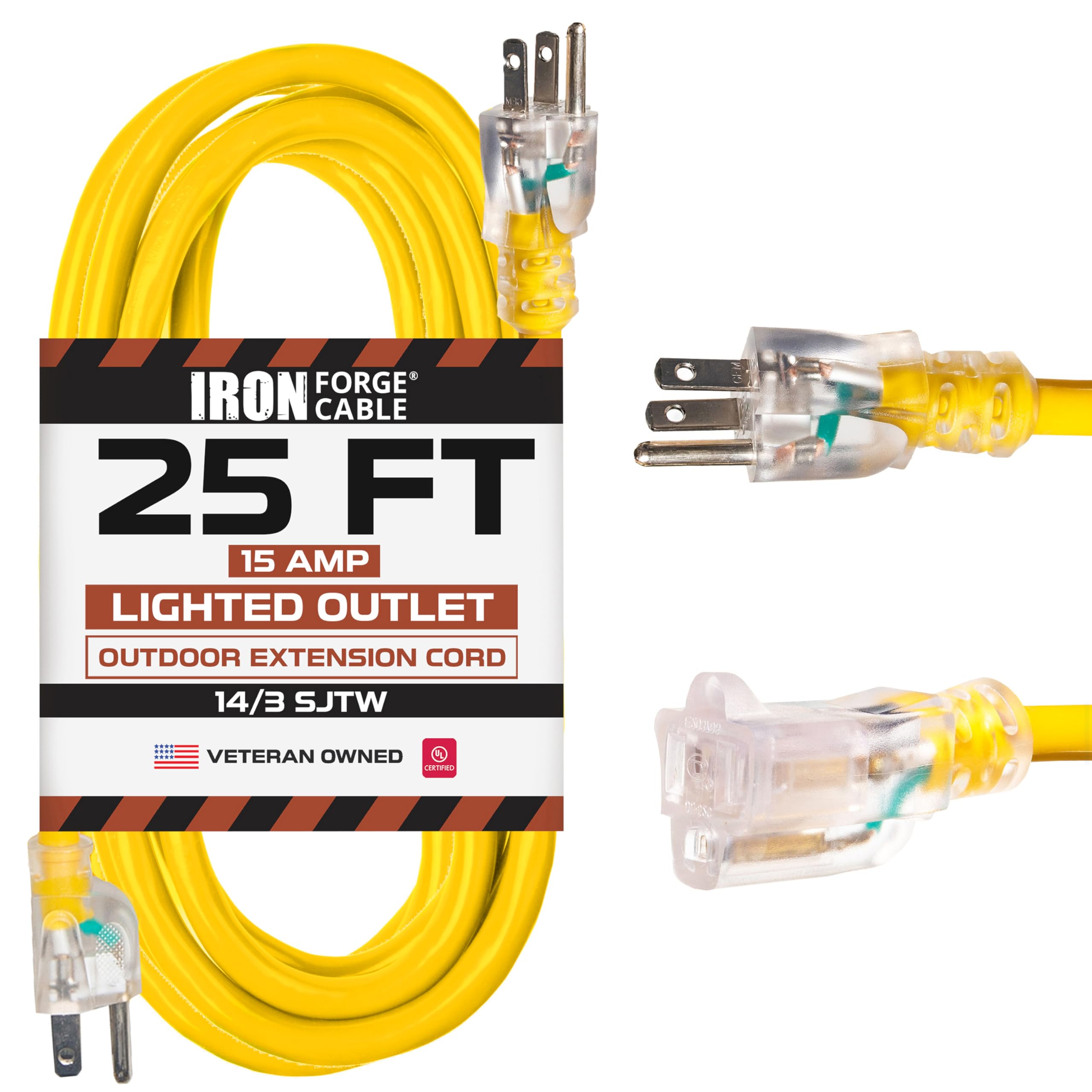 Iron Forge Cable Weatherproof 25 Ft Outdoor Extension Cord - 14/3