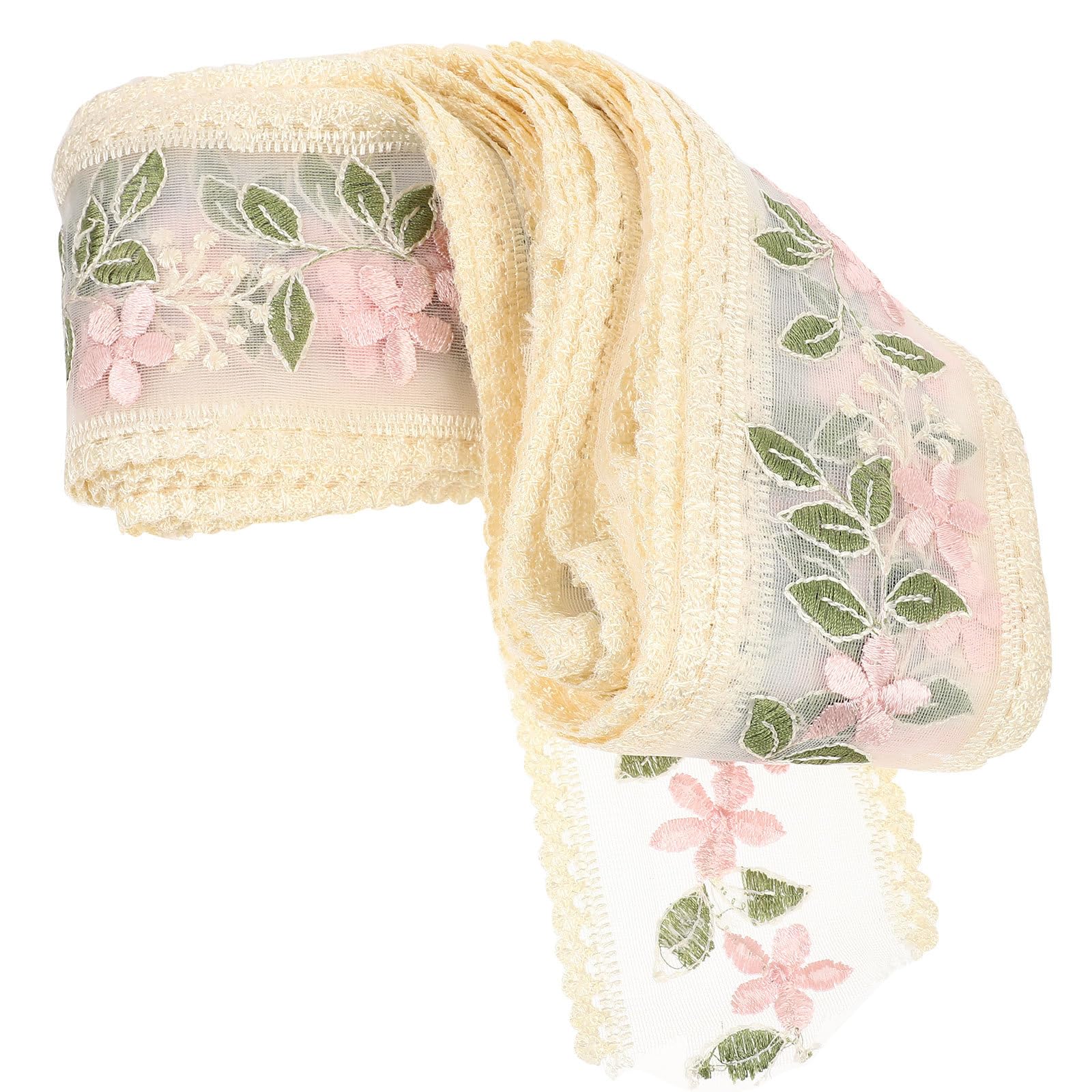 PLAFOPE Cinta de Encaje Bordado Patrón de Flores Tejido Elegante de 15 Yardas para Manualidades y Costura Adecuado para Cortinas y Manteles en Creación