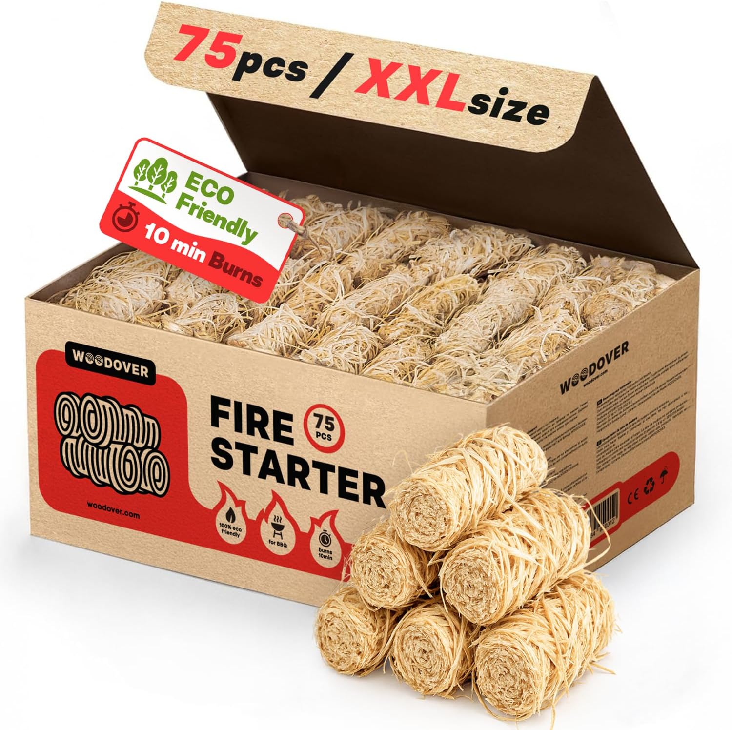 75 pcs Large Fire Starters for Fireplace, Natural Fire Starter for Campfires, for Wood Stove, BBQ, Grill, Pizza Oven, Outdoor Fire Pit, Chimney Charcoal Starter 75 pcs Large Fire Starters for Fireplace, Natural Fire Starter for Campfires, for Wood Stove, BBQ, Grill, Pizza Oven, Outdoor Fire Pit, Chimney Charcoal Starter