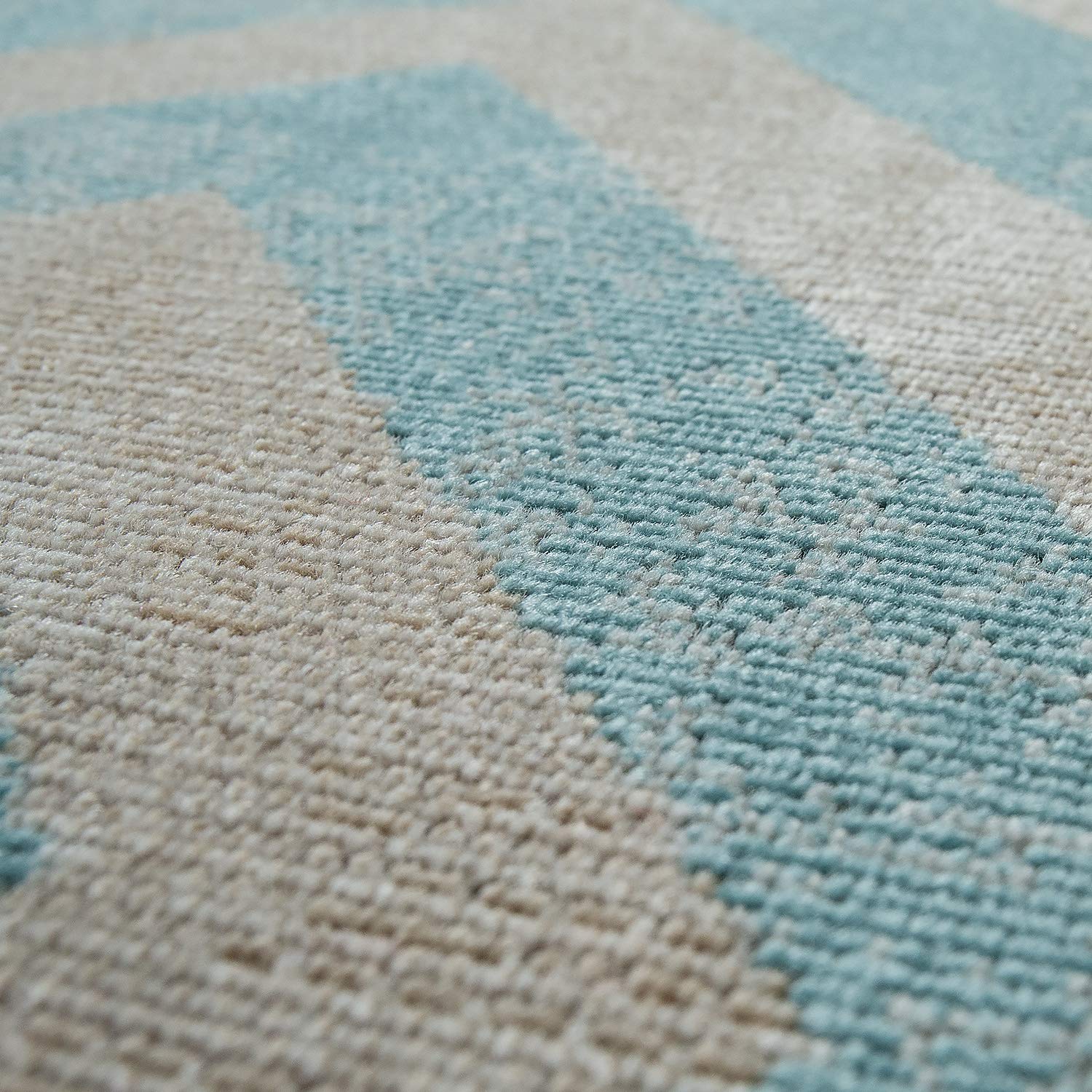 Paco Home Alfombra Tejido Plano Interior Exterior Moderno Motivo Rombos Terraza Balcón, tamaño:120x170 cm, Color:Azul-Blanco