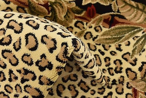 Miniatura 18 de Unique Loom Wildlife Collection - Alfombra inspirada en animales con diseño de bordes de guepardo, 6 x 9 pies, marfilnegro