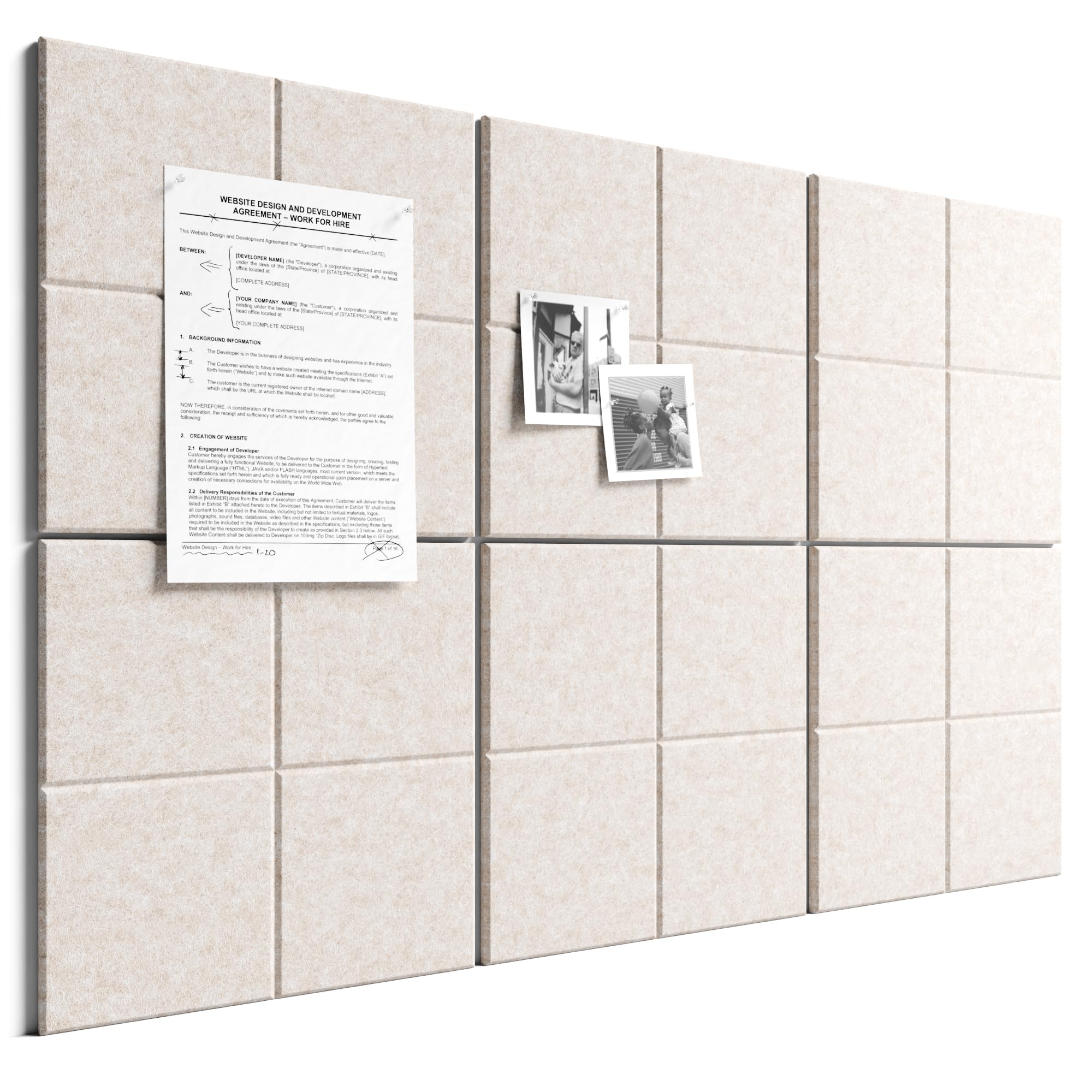 Bumusty Large Felt Bulletin Board 36"x24" Cork Board Alternative 6 Pack with 40 Safe Removable Adhesive Tabs, Cork Boards for Walls for Home Office Classroom Pin Board-Oatmeal