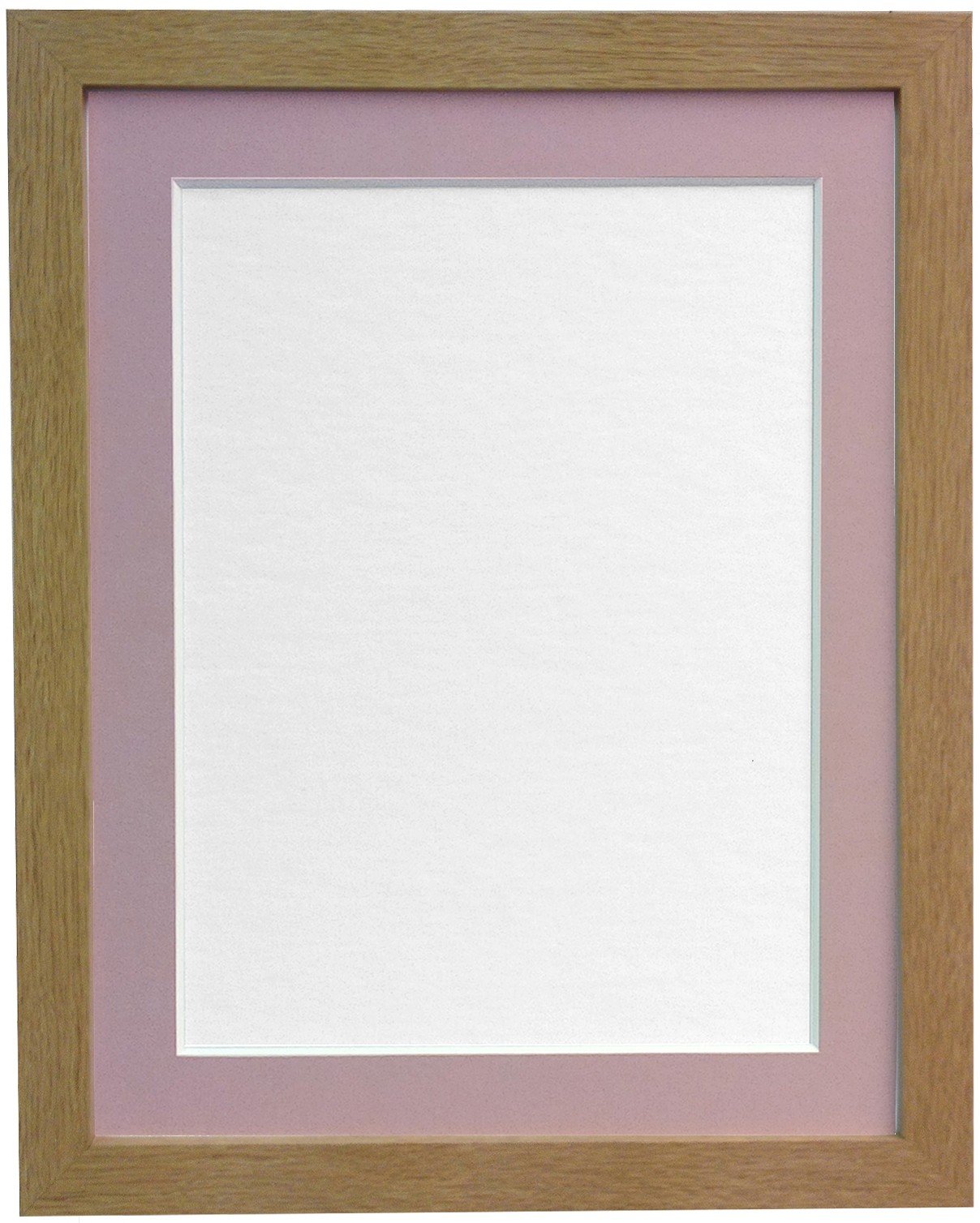 H7 Oak Picture Photo Frame with Pink Mount 12 x 10 For Image size 9 x 7 inch