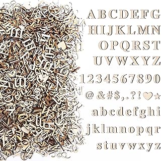 1440 Pcs Wooden Letters 1/2 Inch Small Wooden Alphabet Letters Numbers and Symbol for Craft, Unfinished Wooden Letters for Home Decor DIY Painting Crafts Spelling Homemade Education