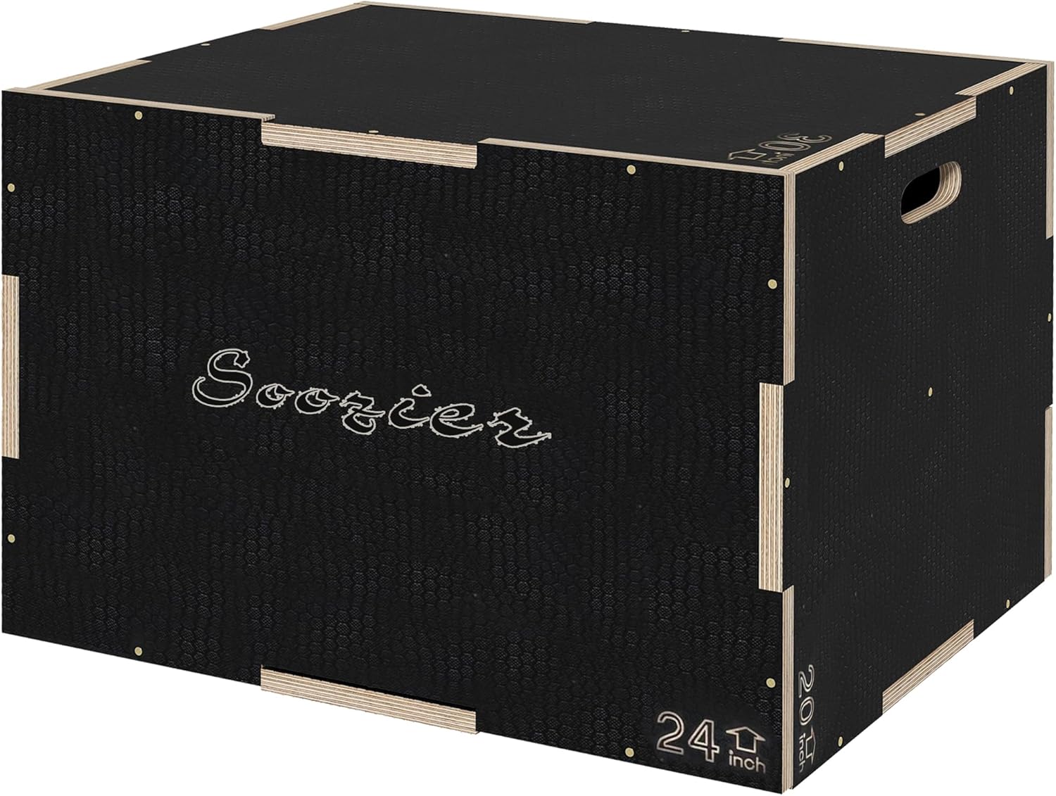 Soozier 3-in-1 Wooden Plyo Box, Plyometric Jump Box, Anti-Slip Step up Agility Platform with Handle Openings for Home Gym Workout Training, Black