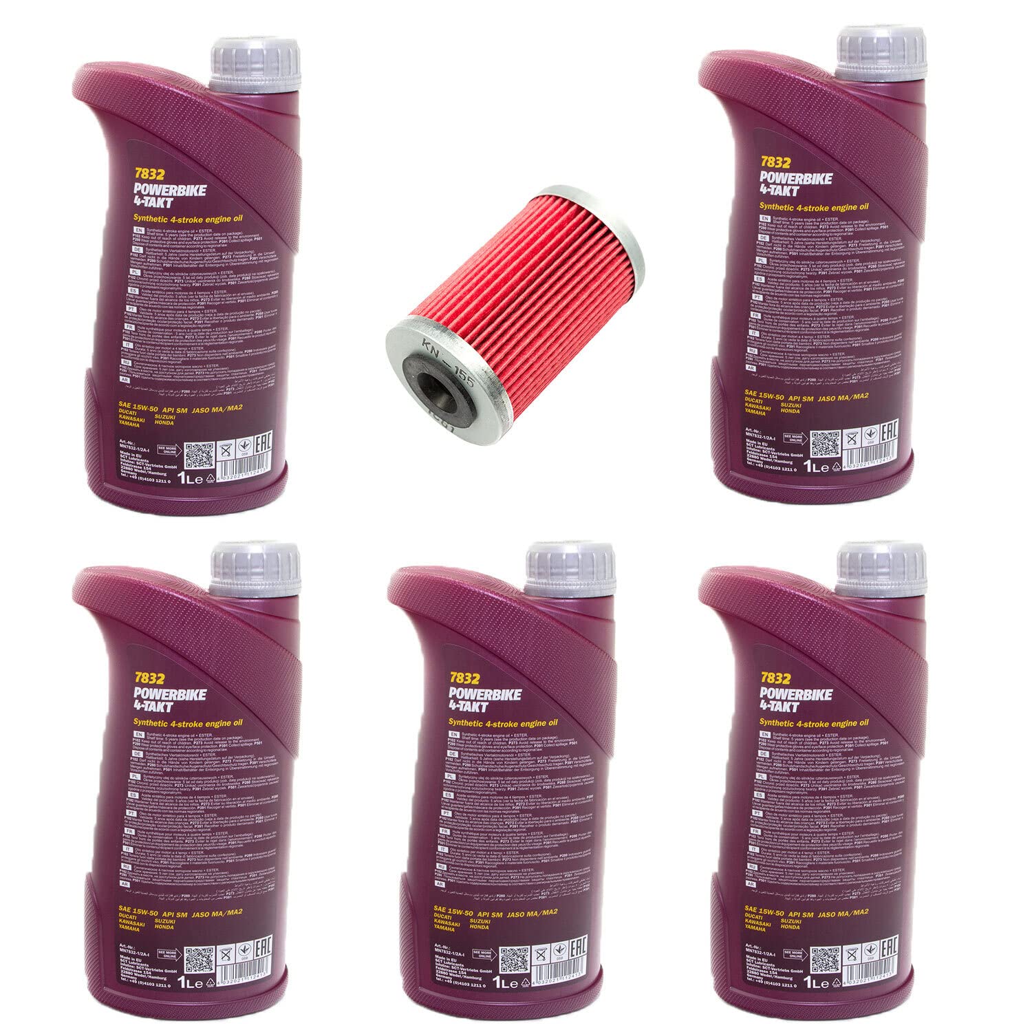 Motoröl Set 15W50 5 Liter + Ölfilter KN155 für Beta KT M