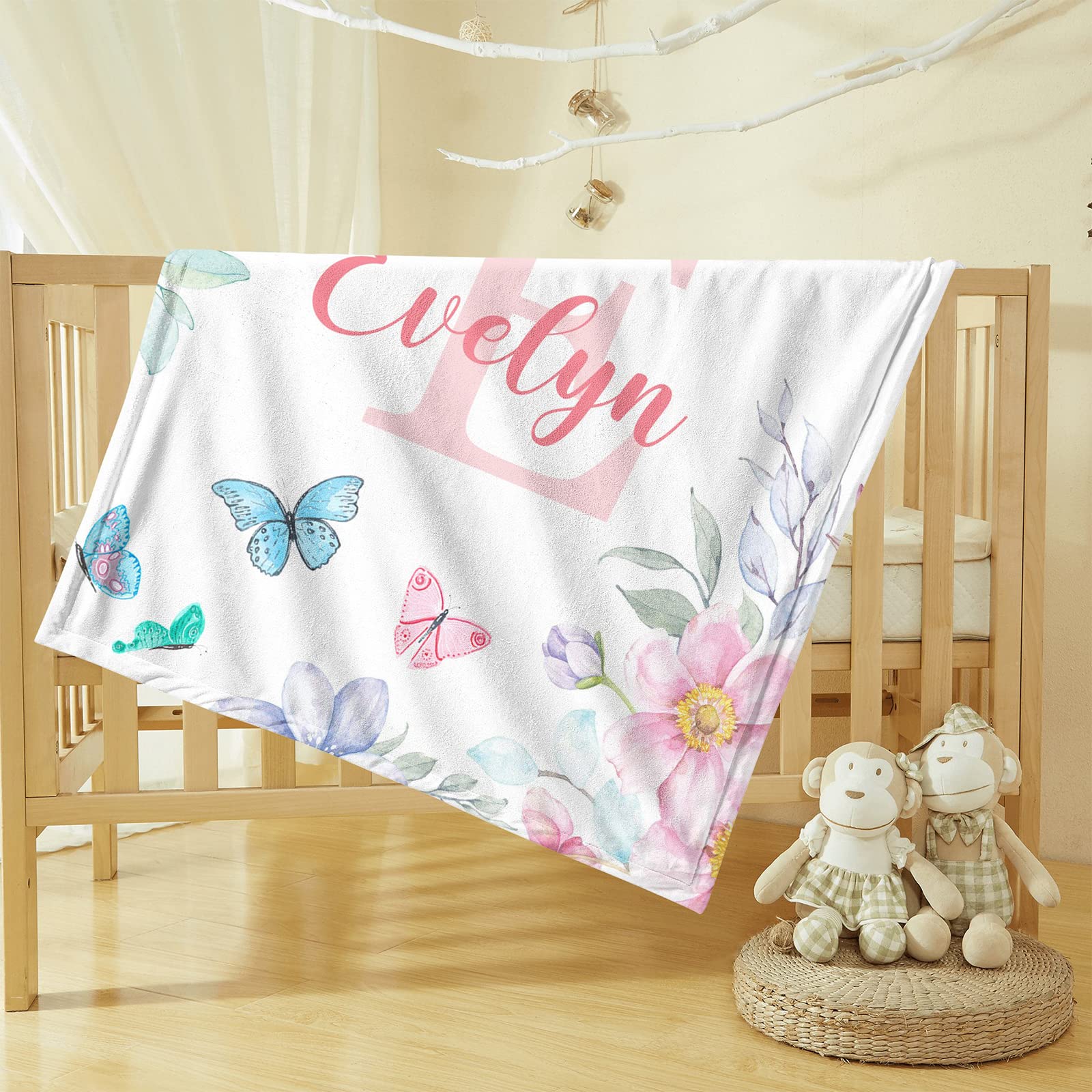 Personalized Baby Blanket With Name - Custom Fleece Throw 50x60 Inches With Flower Design For Kids & Adults - View #2