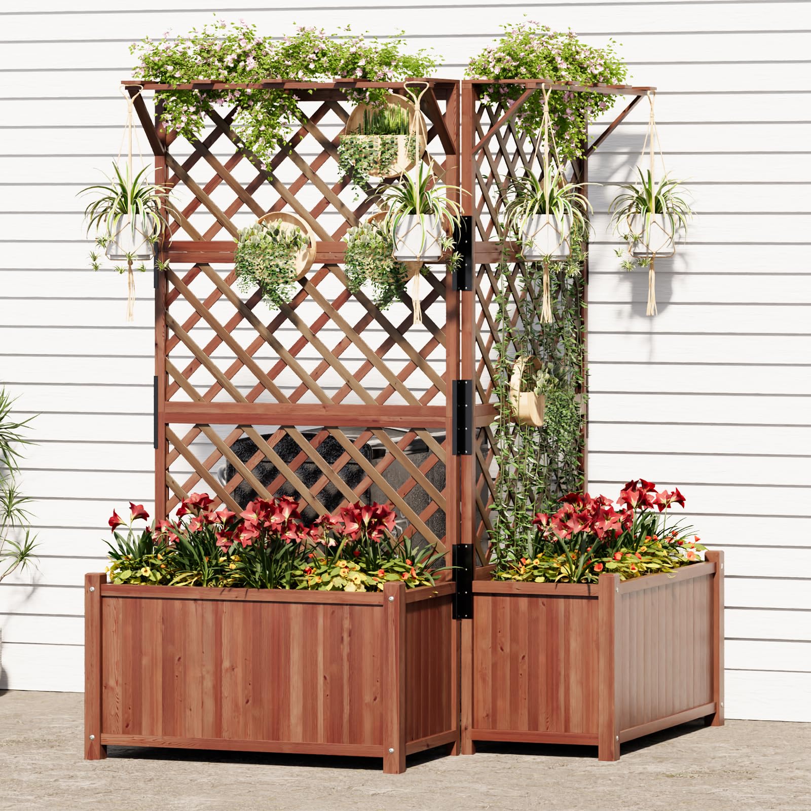 AMERLIFE 2 Pack Raised Garden Bed with Trellis