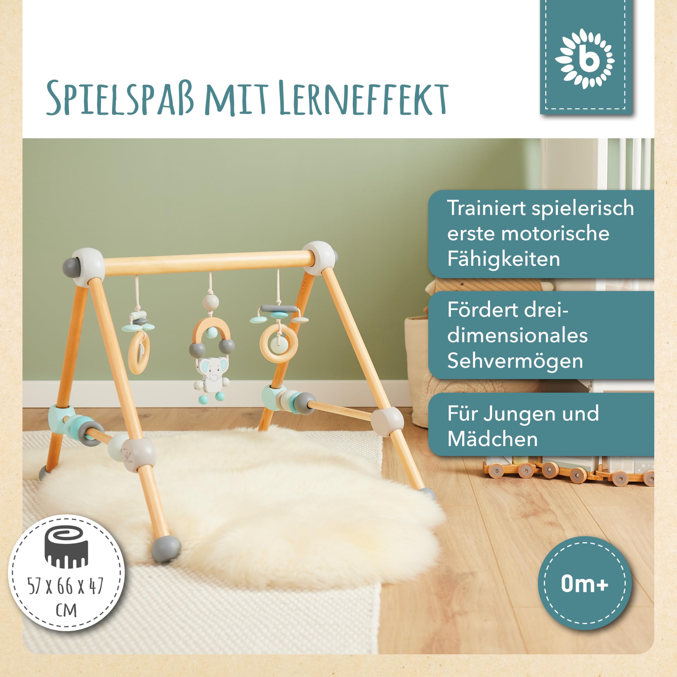 Bieco Spielbogen Baby | Montessori Spielbogen | Spielebogen Babies Holz Wickeltisch | Holzbogen Baby Spieletrapez Babies Holz Baby Gym Holzspielbogen