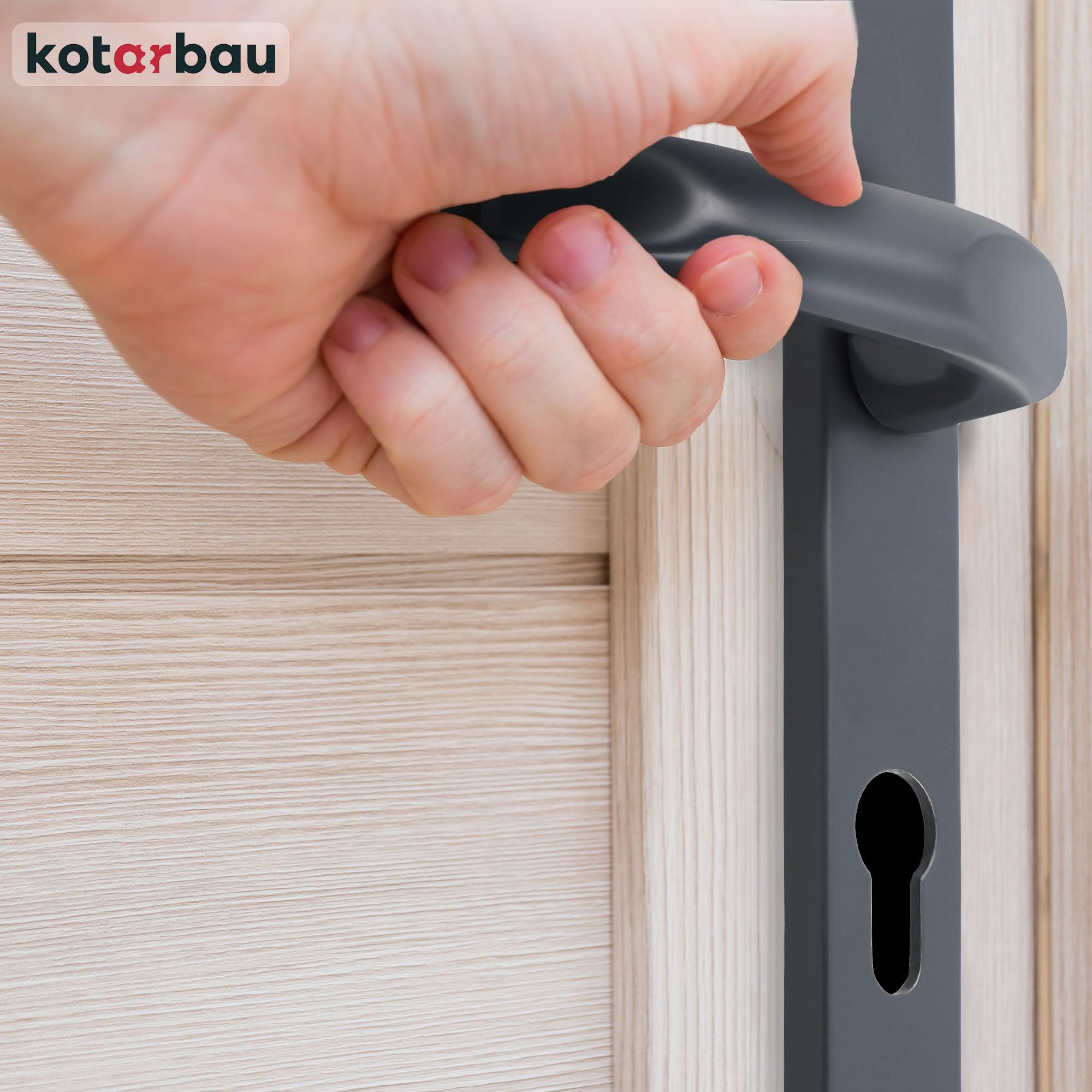 KOTARBAU® Türklinke 72 mm Profilzylinder Türdrücker Aluminium Drückergarnitur Universal Türgriff Türbeschlag Langschildgarnitur Anthrazit Zimmertür Innentür Außentür Handgriff