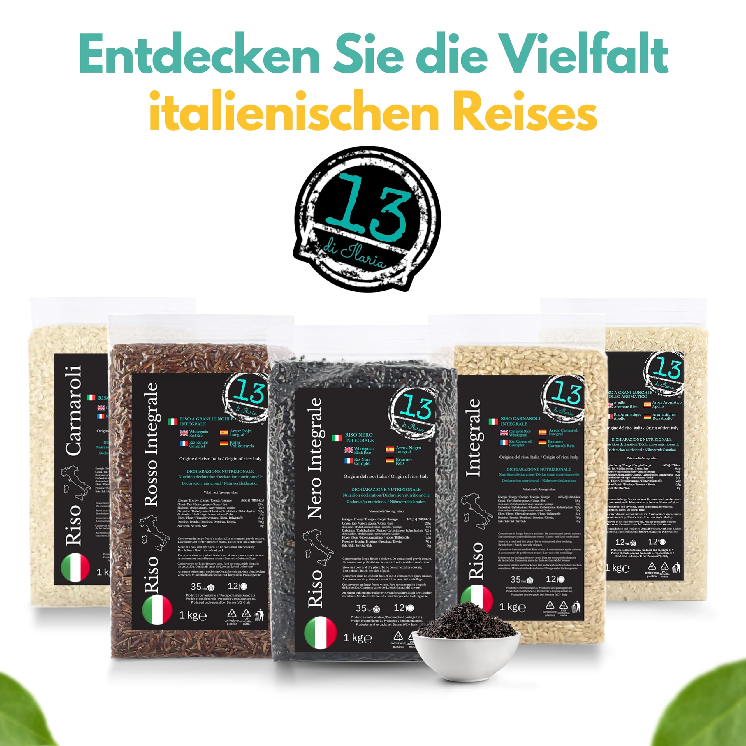 Schwarzer Vollkornreis 6 kg (6 x 1 kg, Venere-Typ) aus Italien | 6 x 1 kg schwarzer Vollkornreis aus Italien (Venere-Typ), ballaststoffreich, glutenfrei, ideal für Bowls und Meal Prep