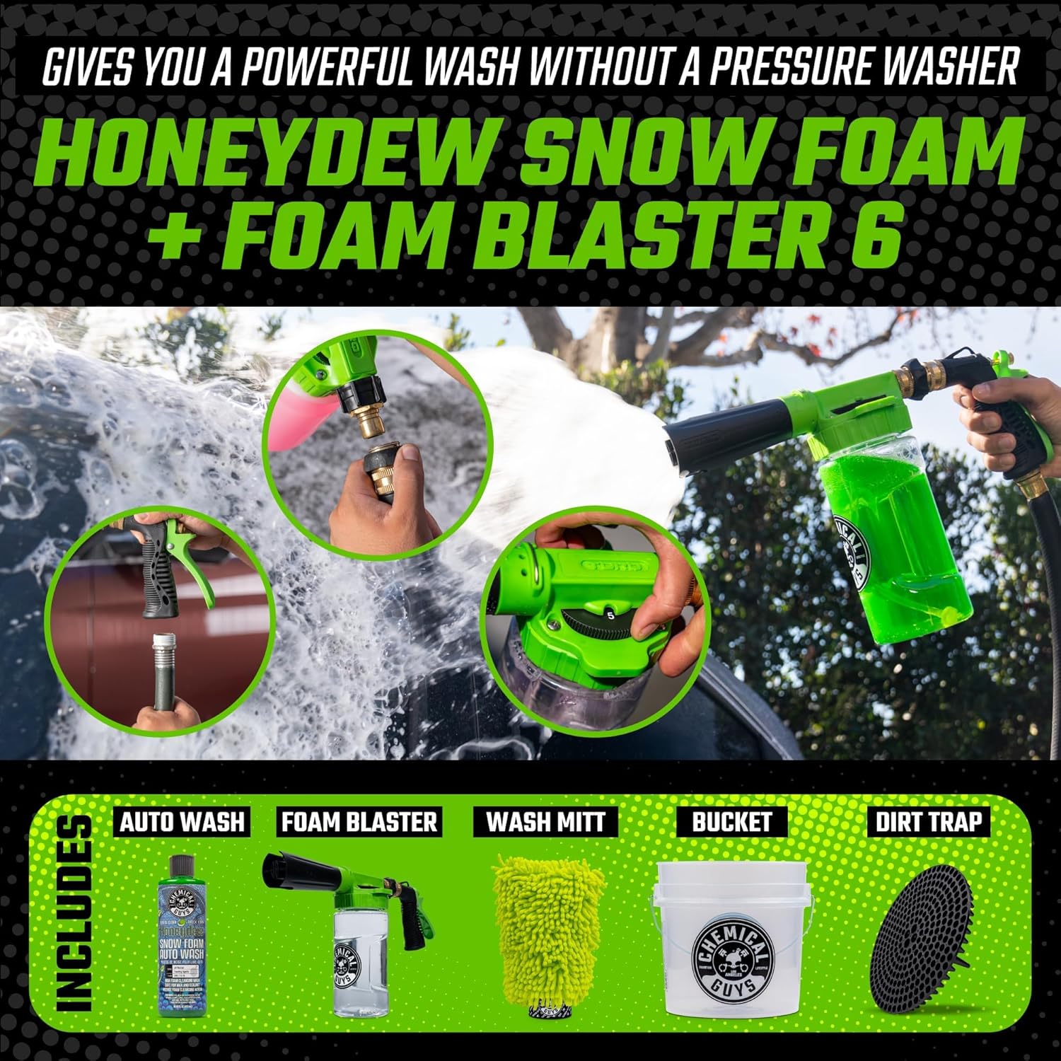 Chemical Guys Car Wash Kit 14-Pc Arsenal Builder - with Foam Blaster, Wash Bucket, Towels, Applicators, and 16 oz Soaps, Waxes, and Cleaners - Complete Car Detailing Gift Set, Works with Garden Hose 3