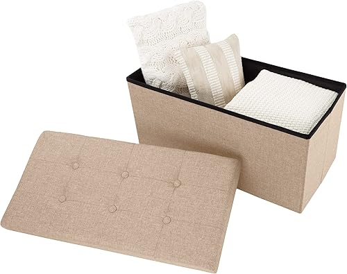 Miniatura 66 de Lavish Home - Banco otomano con almacenamiento, plegable, tapa acolchada de espuma con punzoneado de 30 pulgadas, gris oscuro