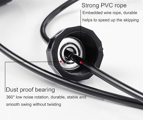 Miniatura 4 de BOOMIBOO Cuerda de saltar, cuerdas de saltar ajustables, cuerda de saltar sin enredos, velocidad rápida con rodamientos de bolas para mujeres,