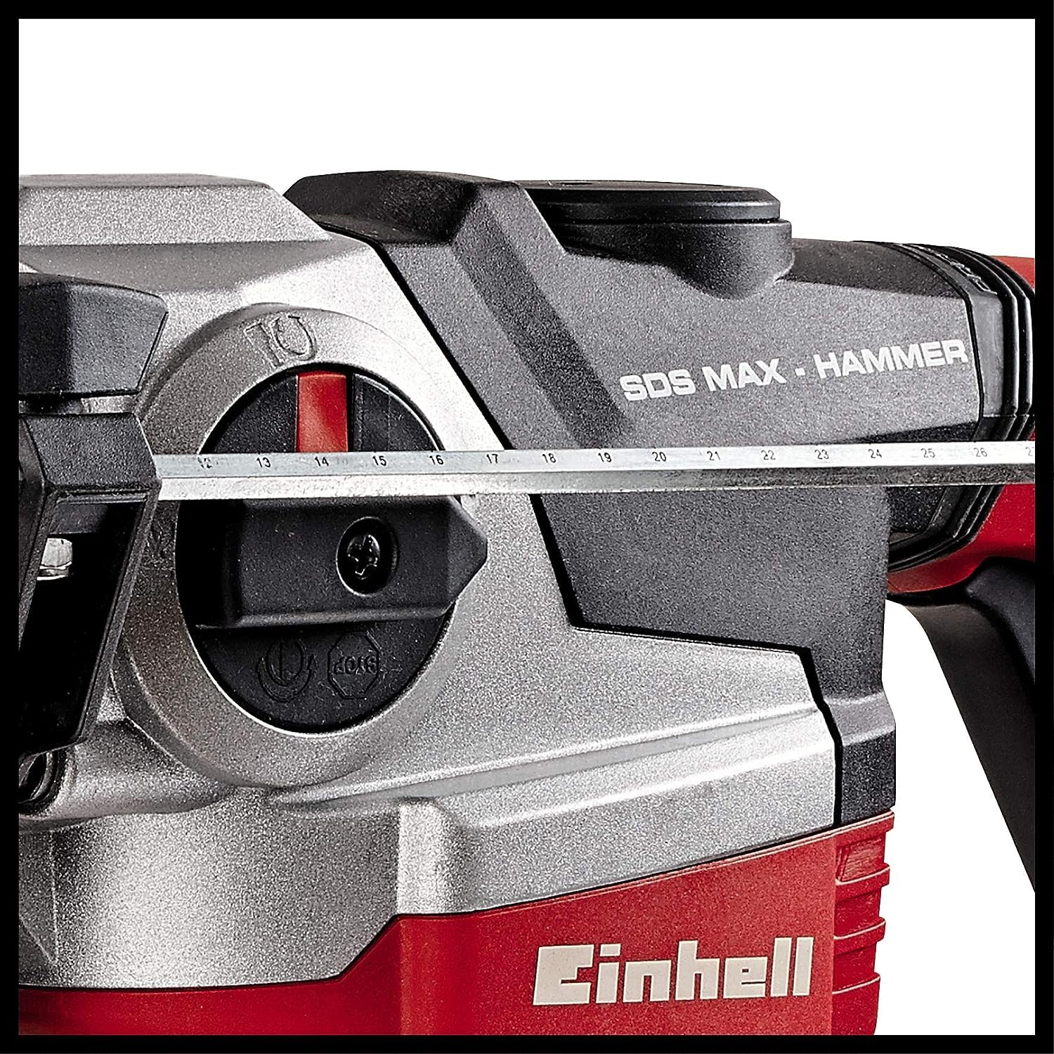 Einhell Młot udarowo-obrotowy TE-RH 38 E (1050 W, 9 J, wydajność wiercenia Ø 38 mm, uchwyt SDS-Max, metalowy ogranicznik głębokości, tłumienie wibrracji ze wskaźnikiem docisku, walizka)