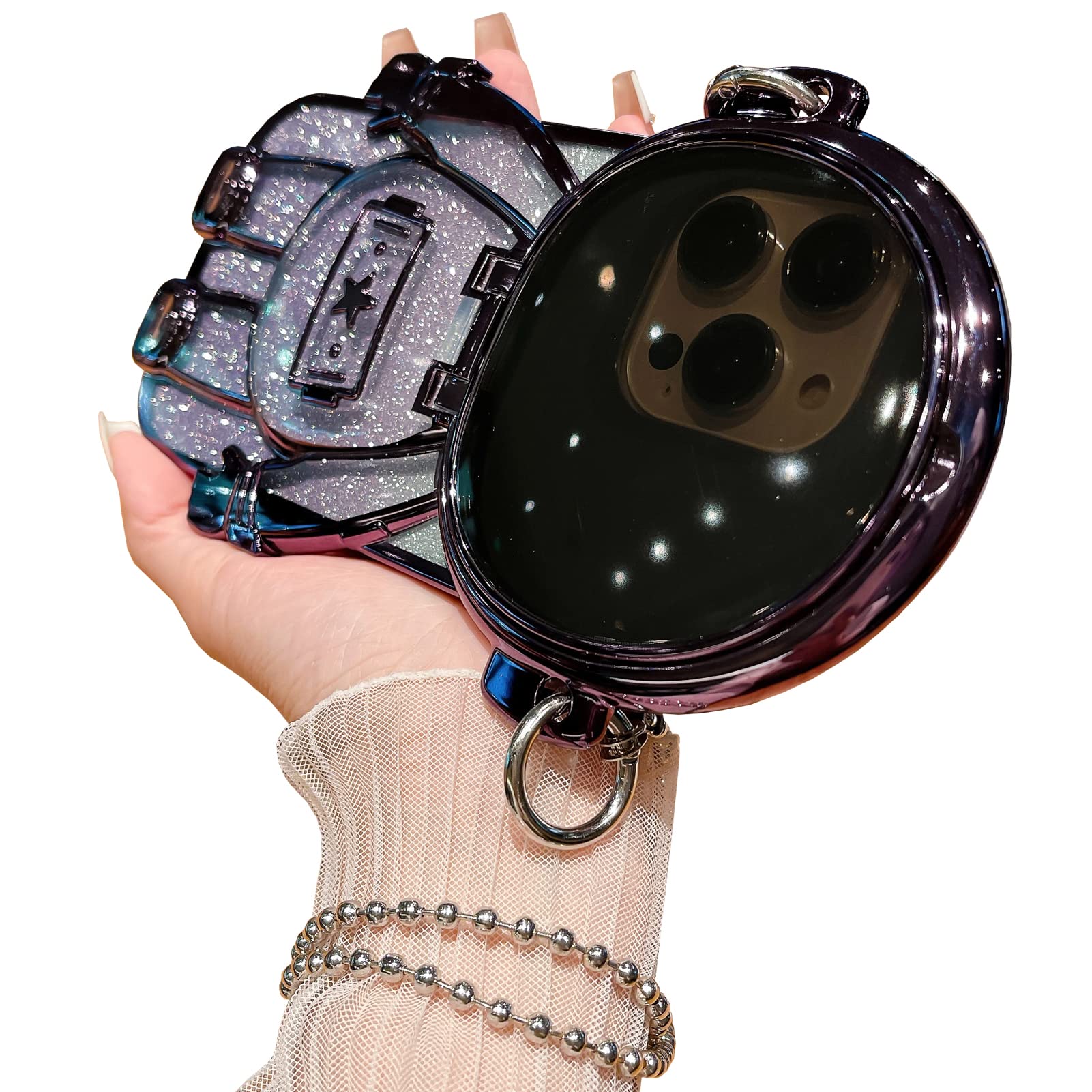 QoKcoahn Custodia per iPhone con supporto nascosto, motivo astronauta