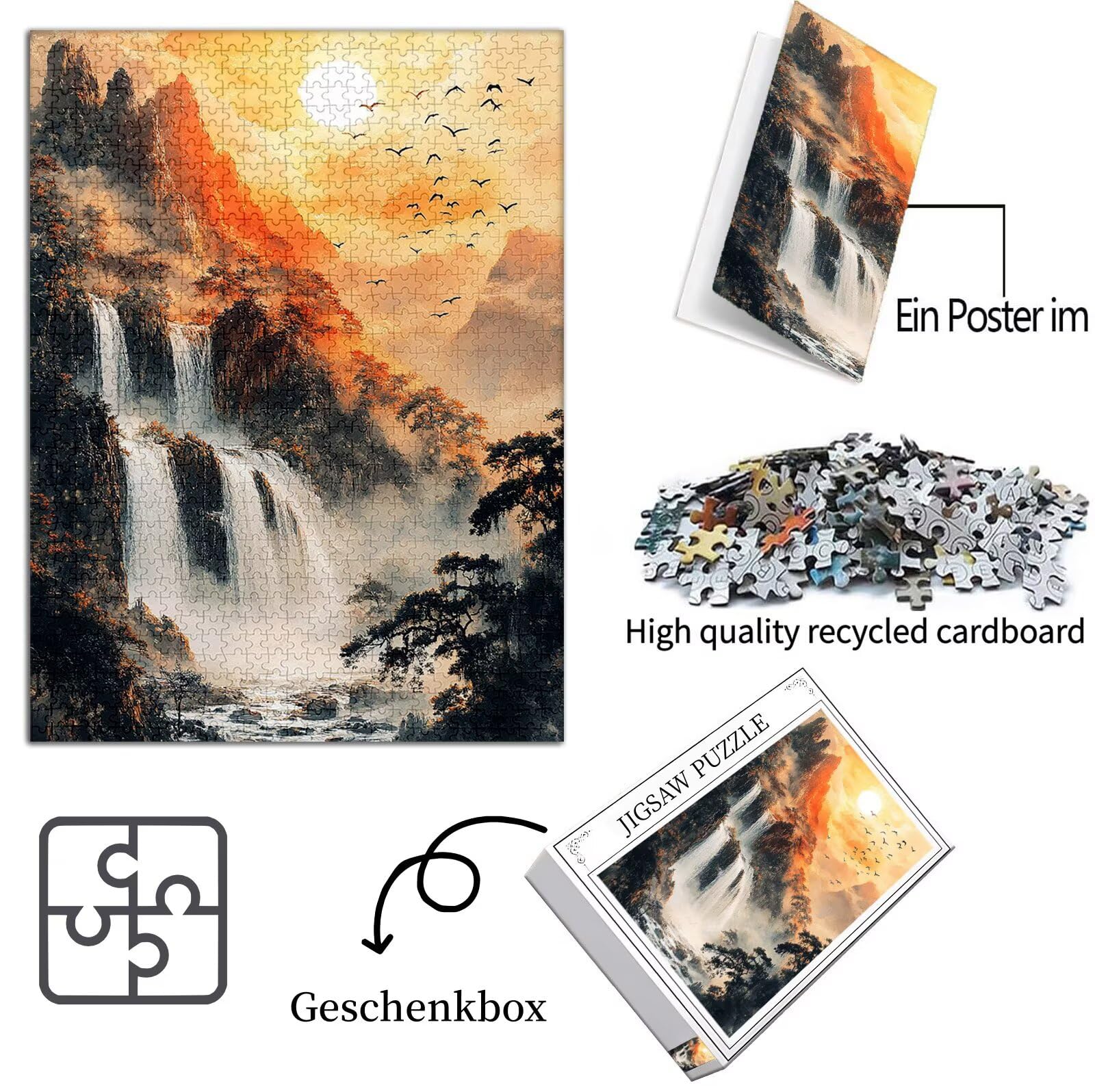 Antyczne puzzle 1500 elementów dla dorosłych, duże drewniane puzzle wzór krajobrazu, 87 x 57 cm układanka DIY rzemiosło 14 lat działalność rodzinna opakowanie prezent do dekoracji ścian dom sypialnia