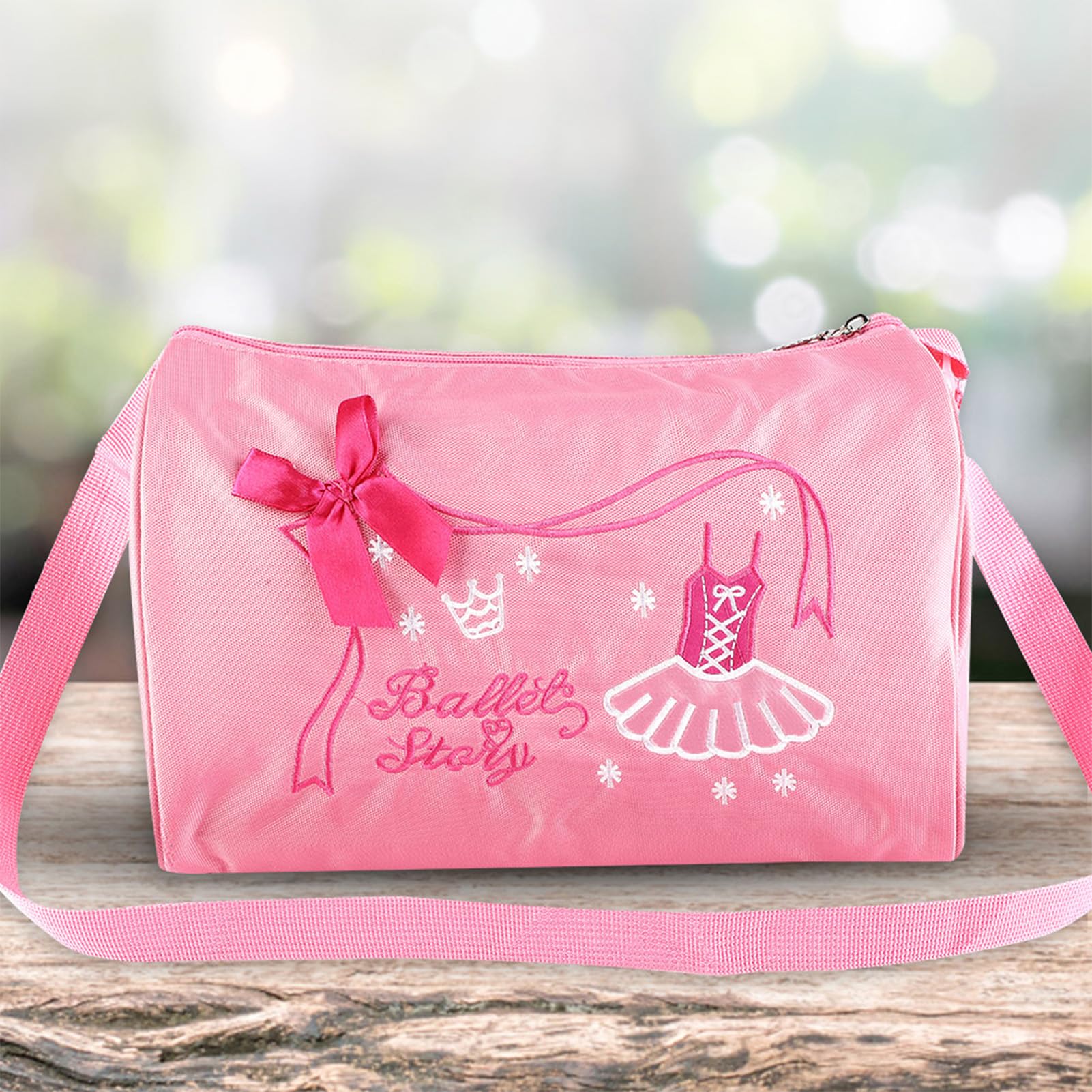 da Ballo per Ragazze, Rosa Cross Body Danza Bag con Ricamo, Grande Capacità Regolabile per Ballerina Borsa a Tracolla, Stile Principessa per Bambini Ballerina Balletto Sportiva