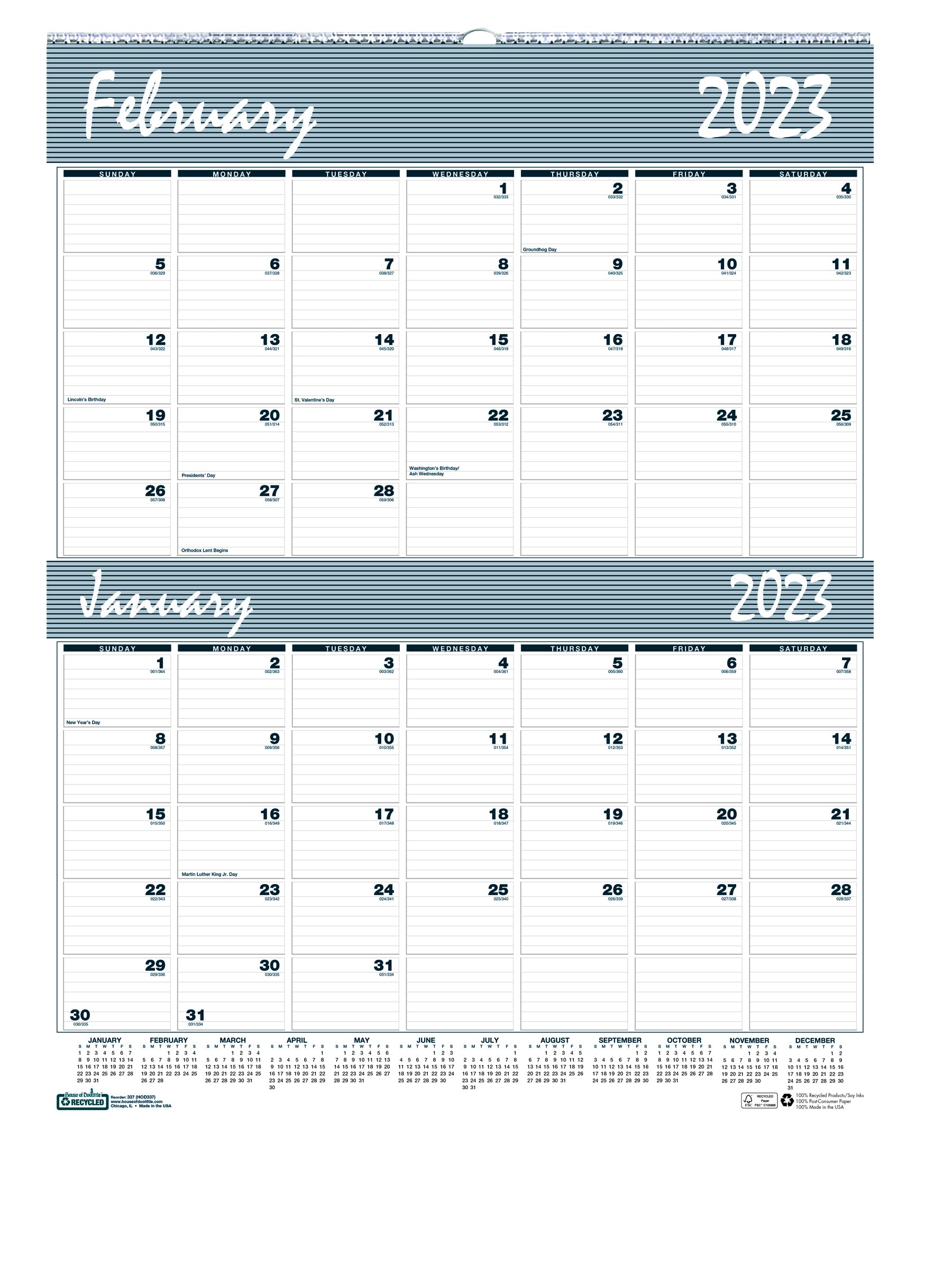 Photo 1 of House of Doolittle 2023 Two-Month Wall Calendar, Bar Harbor, 20 x 26 Inches, January - December (HOD337-23) White 20 x 26 inches Two-Month