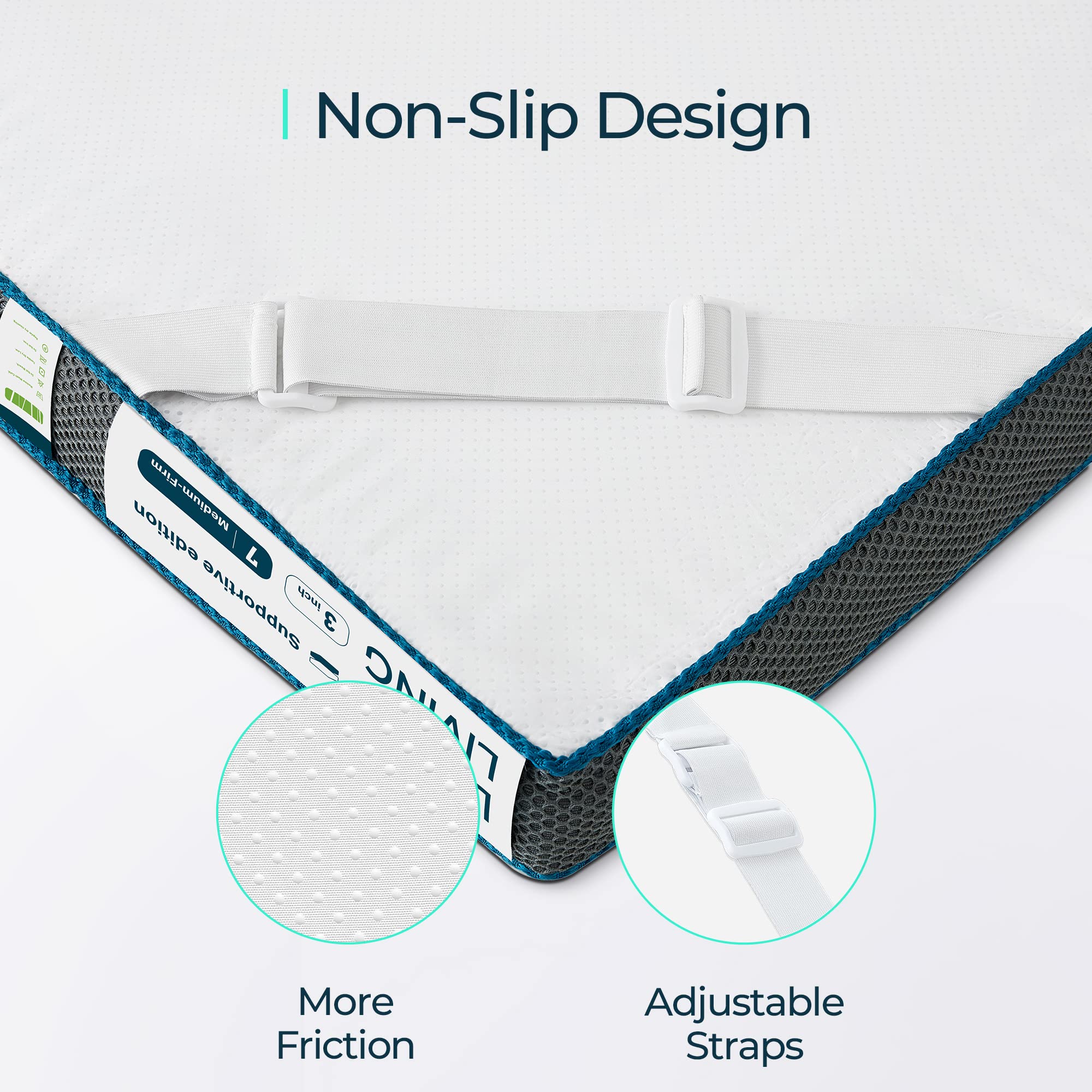 LINSY LIVING Coprimaterasso In Memory Foam 8 Cm (3 Pollici) – Topper Con Gel Rinfrescante, Fodera Tencel Lavabile, Antiscivolo – Completo, Certificato OEKO-TEX