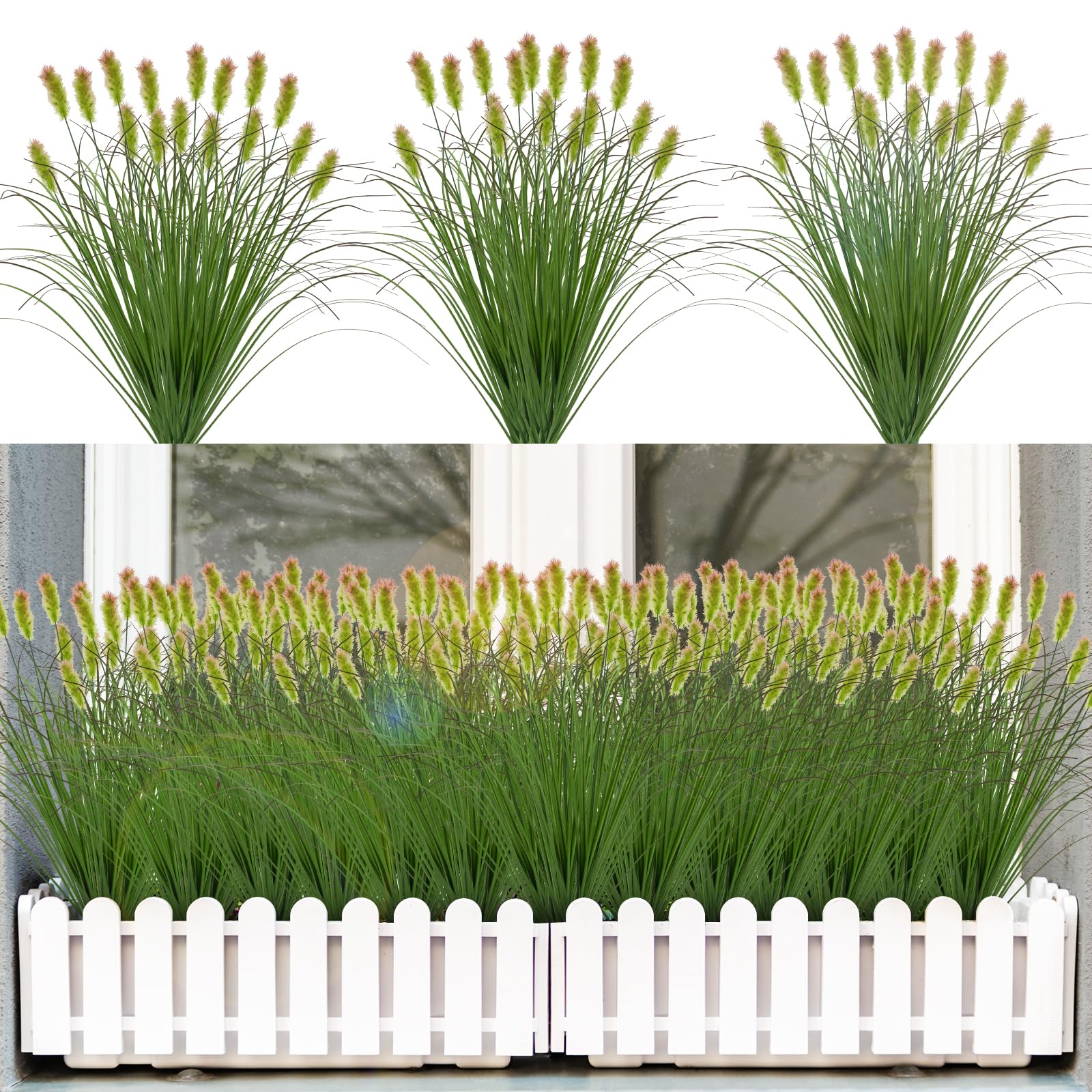 LUZOGA 12 Bunches Artificial Grass Plants