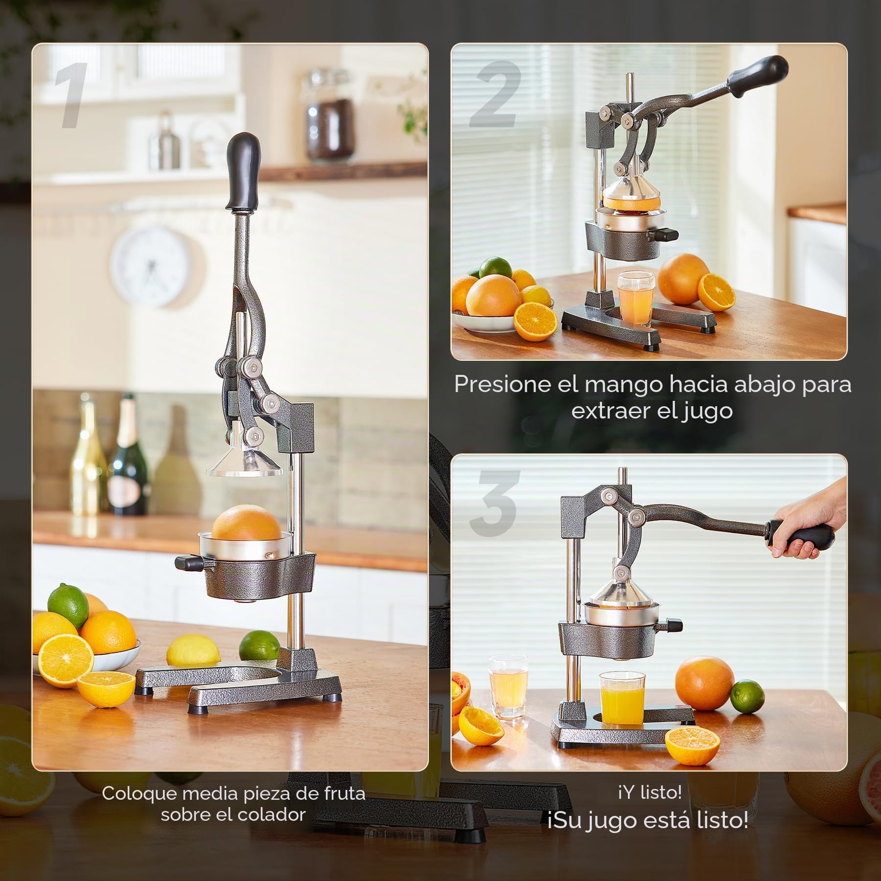 CO-Z Exprimidor Manual de Fruta de Acero Inoxidable para Naranja Limón Granada