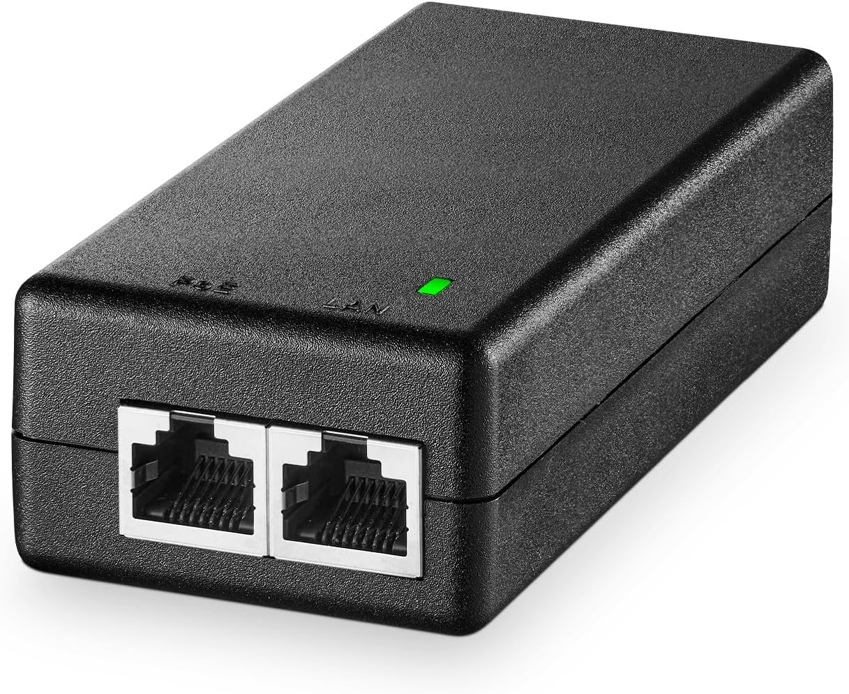 2.5 Gigabit PoE+ Injector 30W, 802.3af/at Power Over Ethernet YuLinca Adapter, 100/1000/2500Mbps, Plug & Play, Distance Up to 100 Meters (328 ft.)
