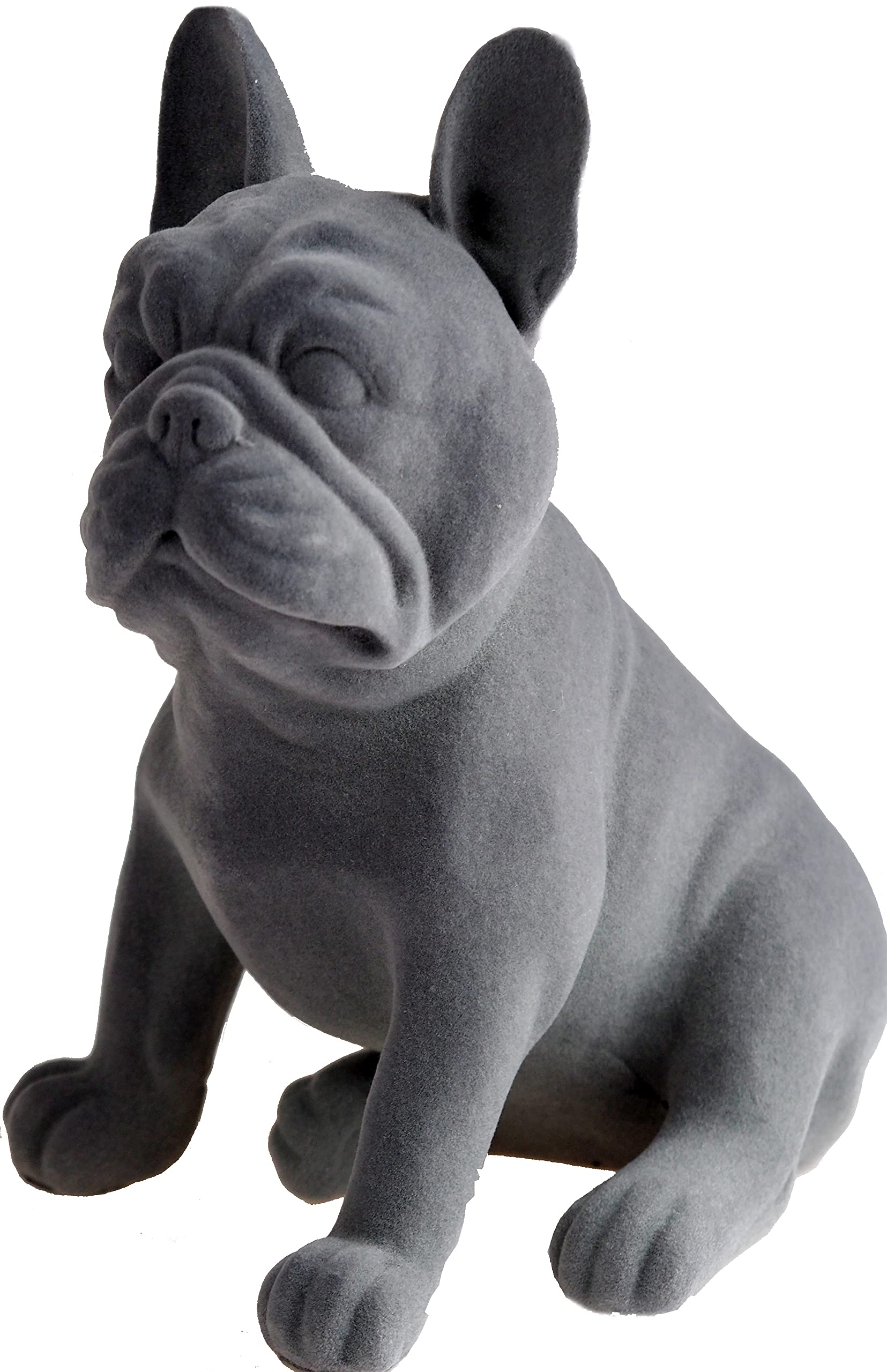 Grey VelvetSitting French Bulldog Ornament Figurine 21cm Tall
