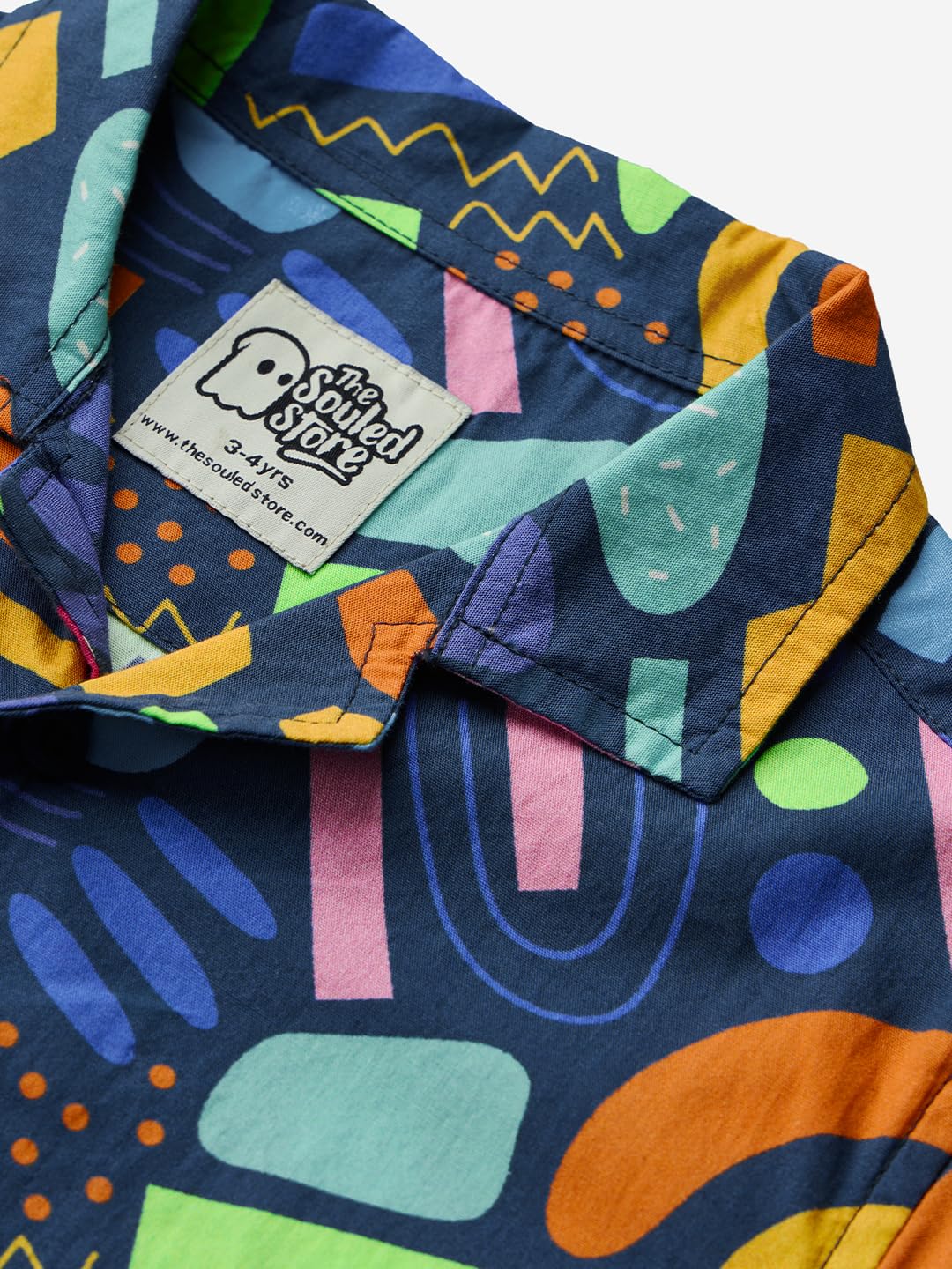 The Souled Store Zig-Zag Boys Short Sleeves Collared Neck Button Front Blue All Over Printed Regular Fit Cotton Shirts (2-8 Yrs) 2